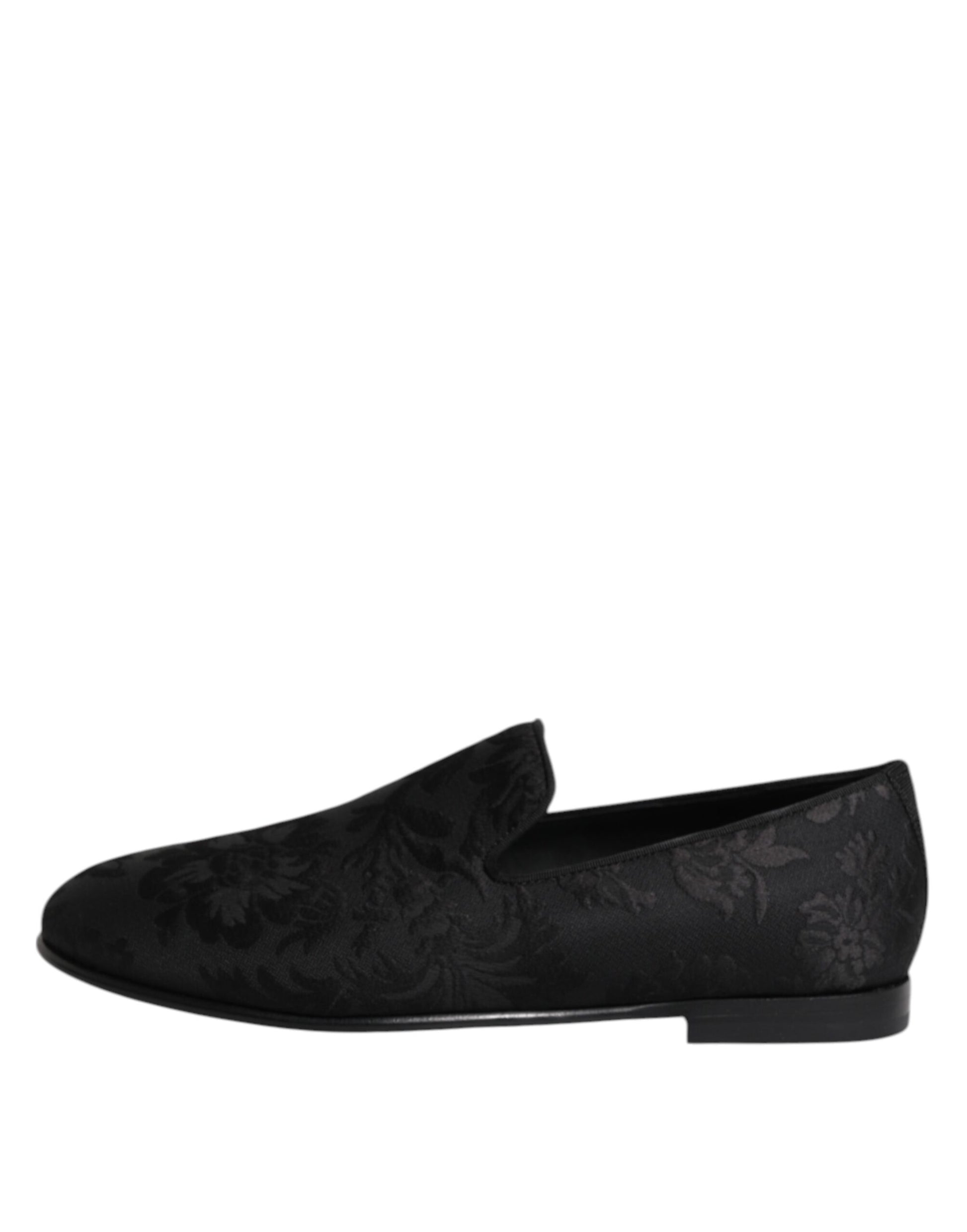 Dolce & Gabbana Black Floral Brocade Loafers Men Dress Shoes Curated Luxury Accessories by Orvyn