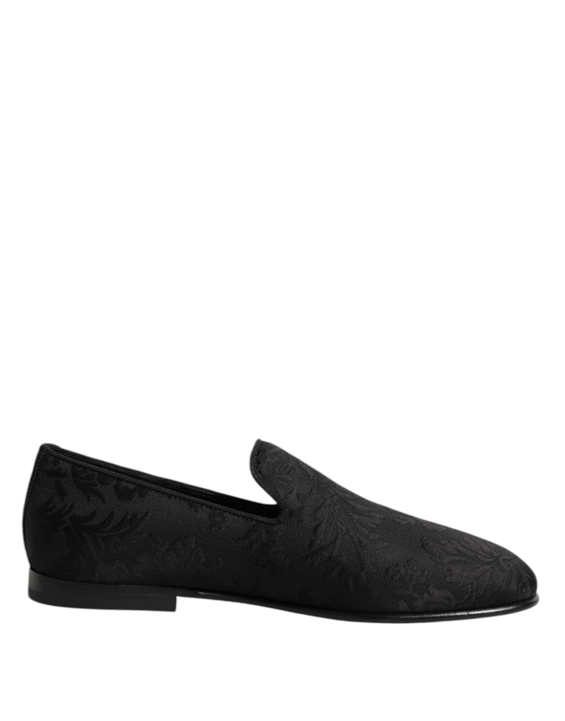 Dolce & Gabbana Black Floral Brocade Loafers Men Dress Shoes Curated Luxury Accessories by Orvyn