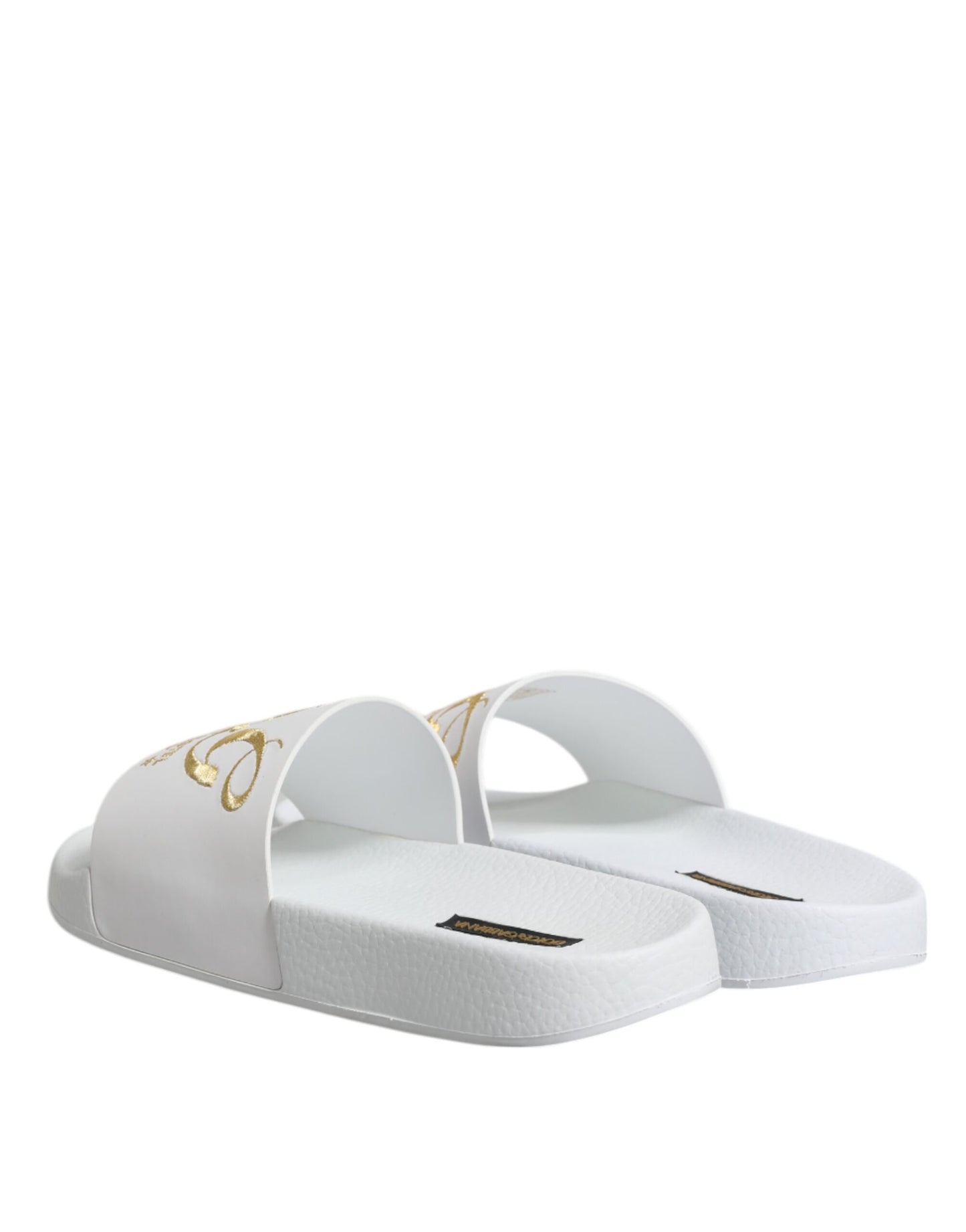 Dolce & Gabbana White Leather Slides Sandals Beachwear Shoes Curated Luxury Accessories by Orvyn