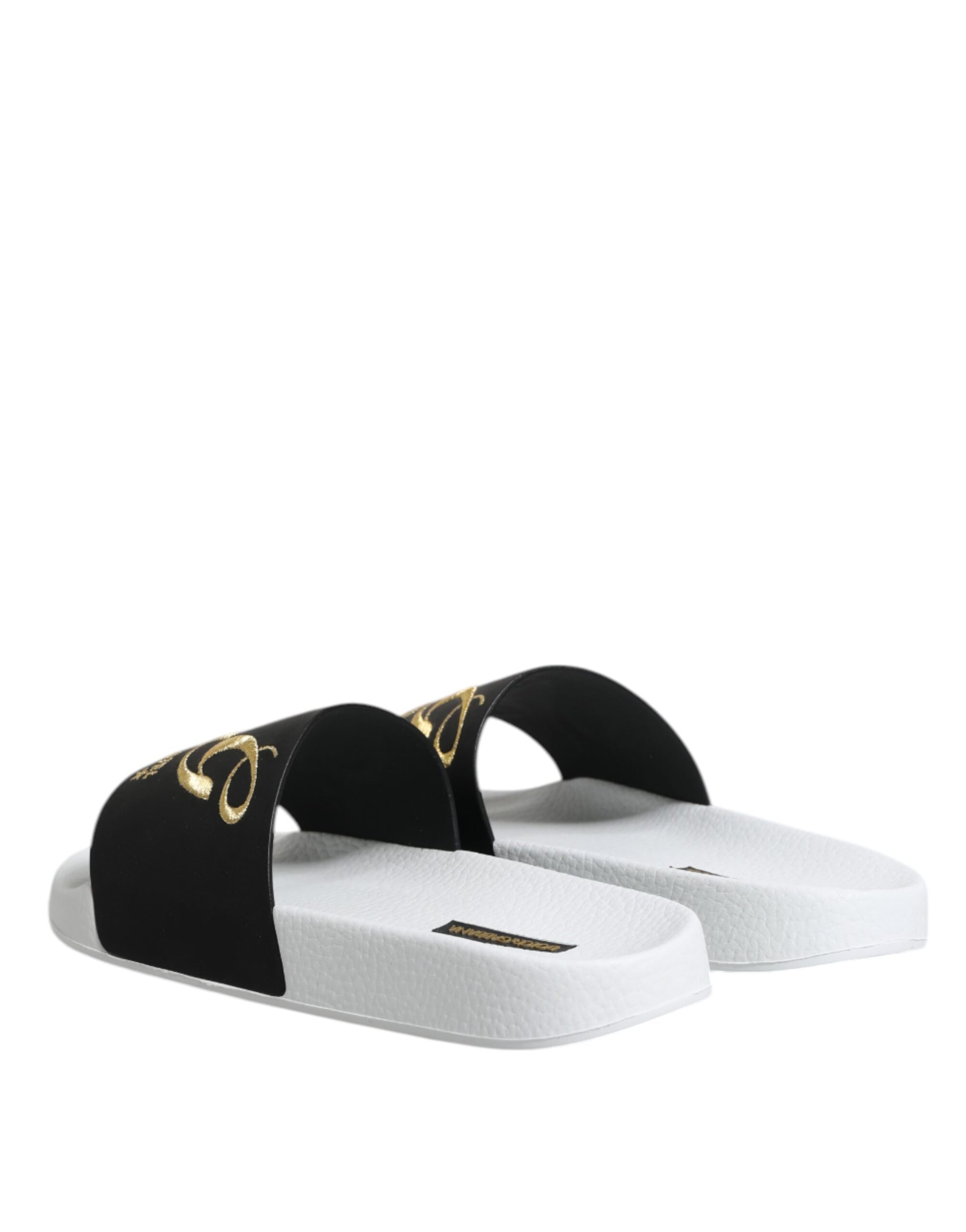 Dolce & Gabbana White Black Leather Sandals Beachwear Shoes Curated Luxury Accessories by Orvyn