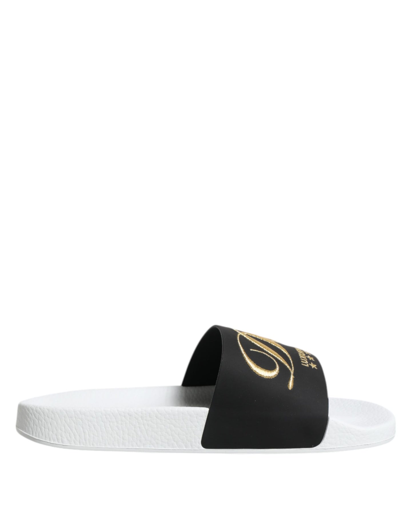 Dolce & Gabbana White Black Leather Sandals Beachwear Shoes Curated Luxury Accessories by Orvyn