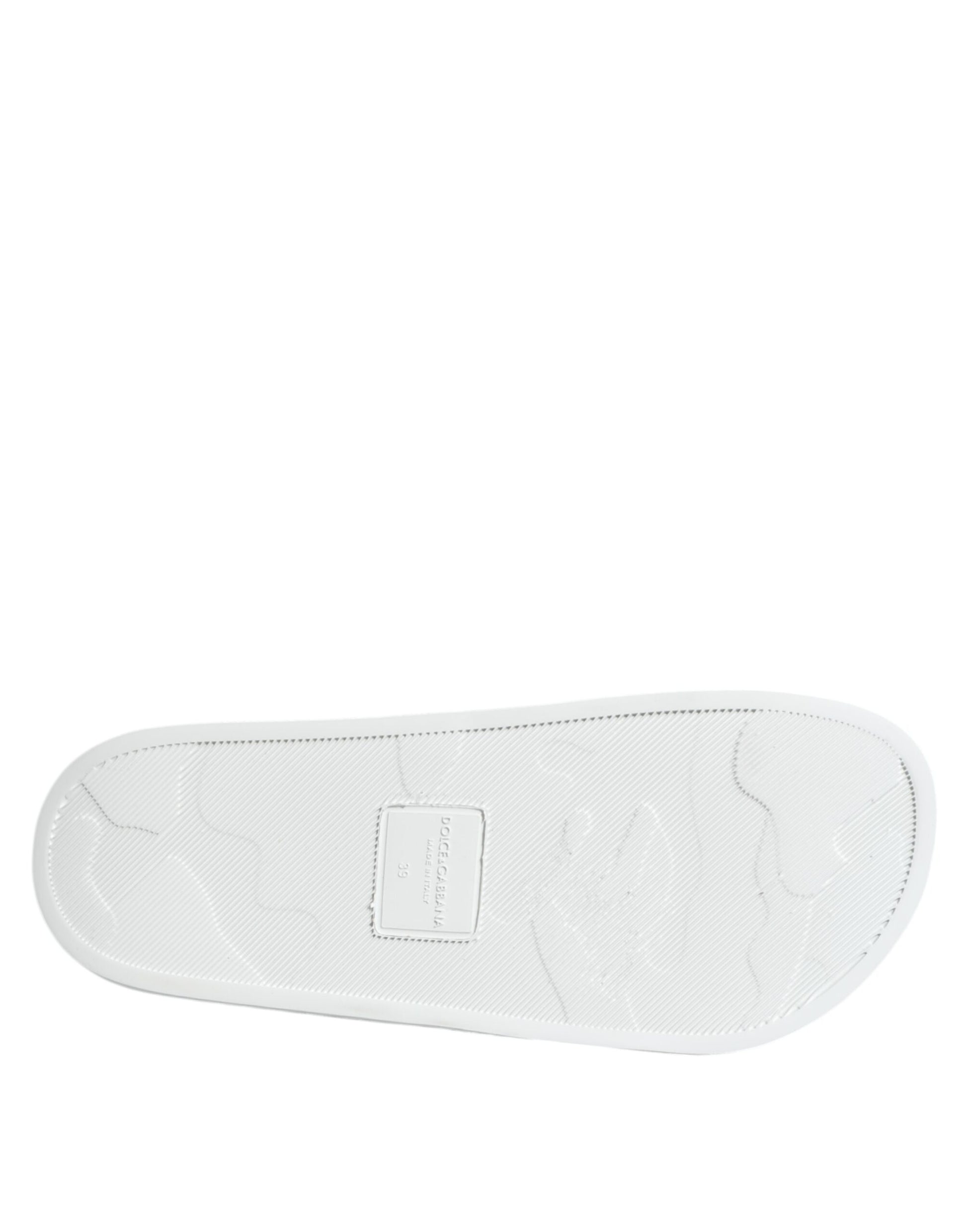 Dolce & Gabbana White Black Leather Sandals Beachwear Shoes Curated Luxury Accessories by Orvyn