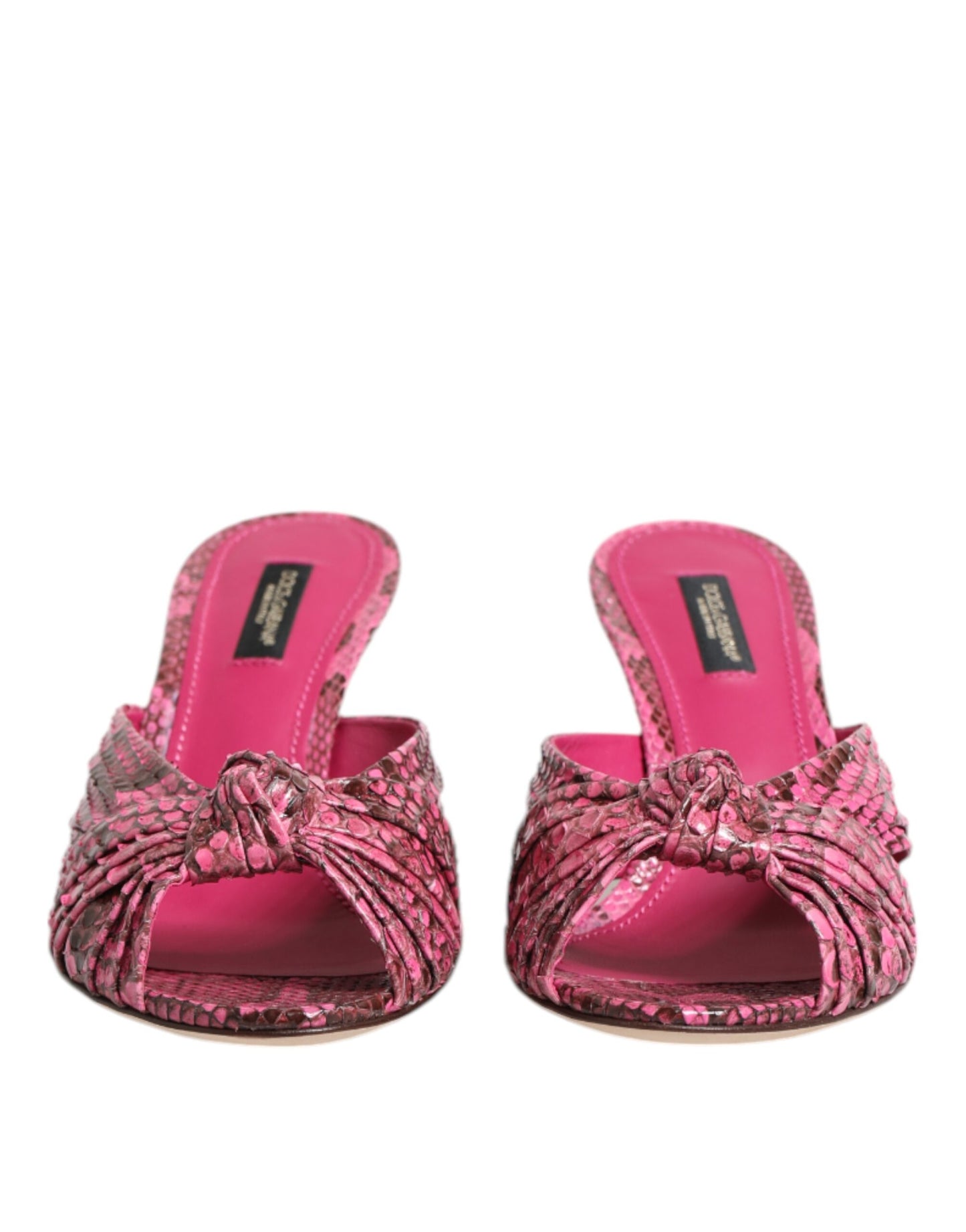 Dolce & Gabbana Pink Leather Heels Slides Sandals Shoes Curated Luxury Accessories by Orvyn