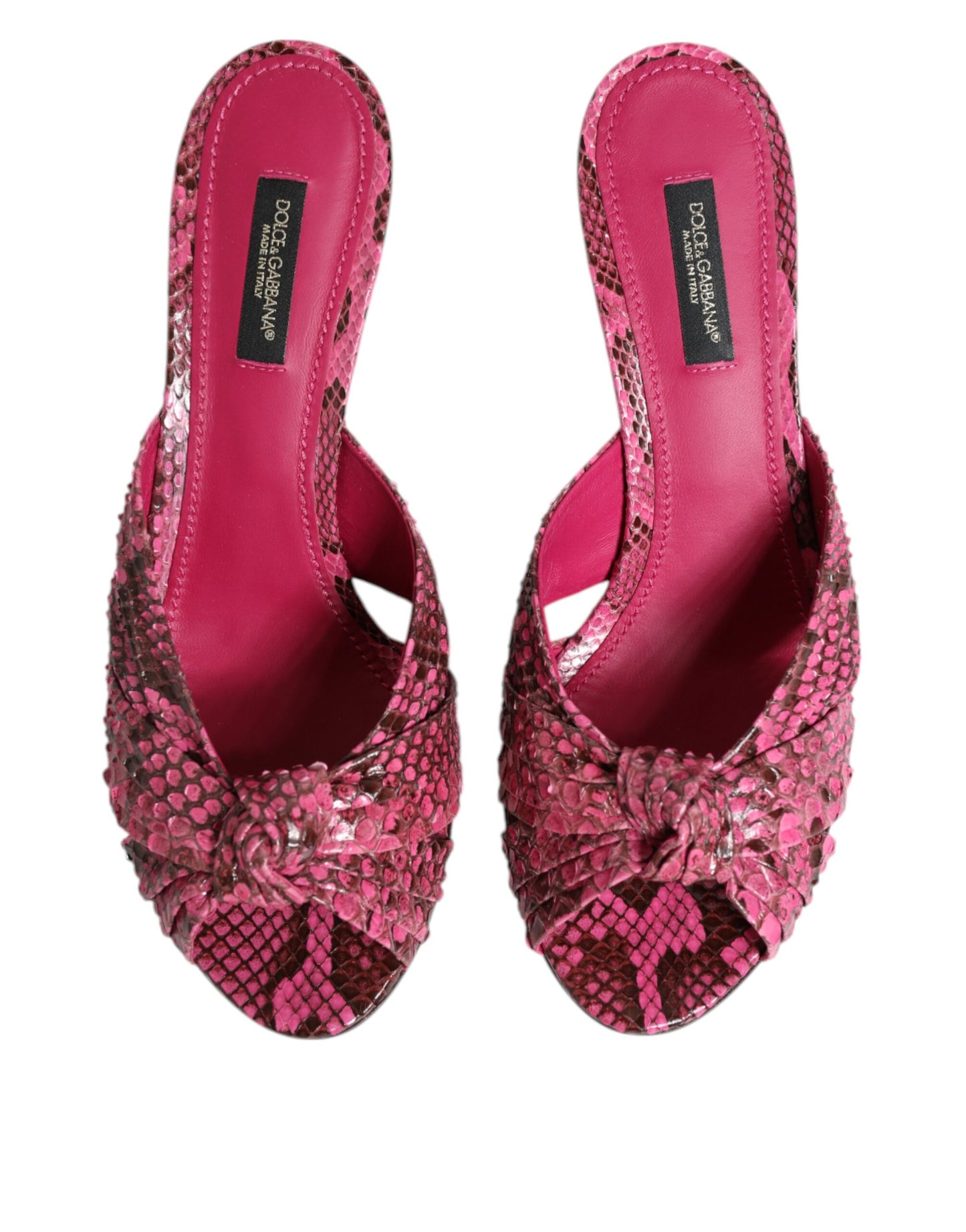 Dolce & Gabbana Pink Leather Heels Slides Sandals Shoes Curated Luxury Accessories by Orvyn