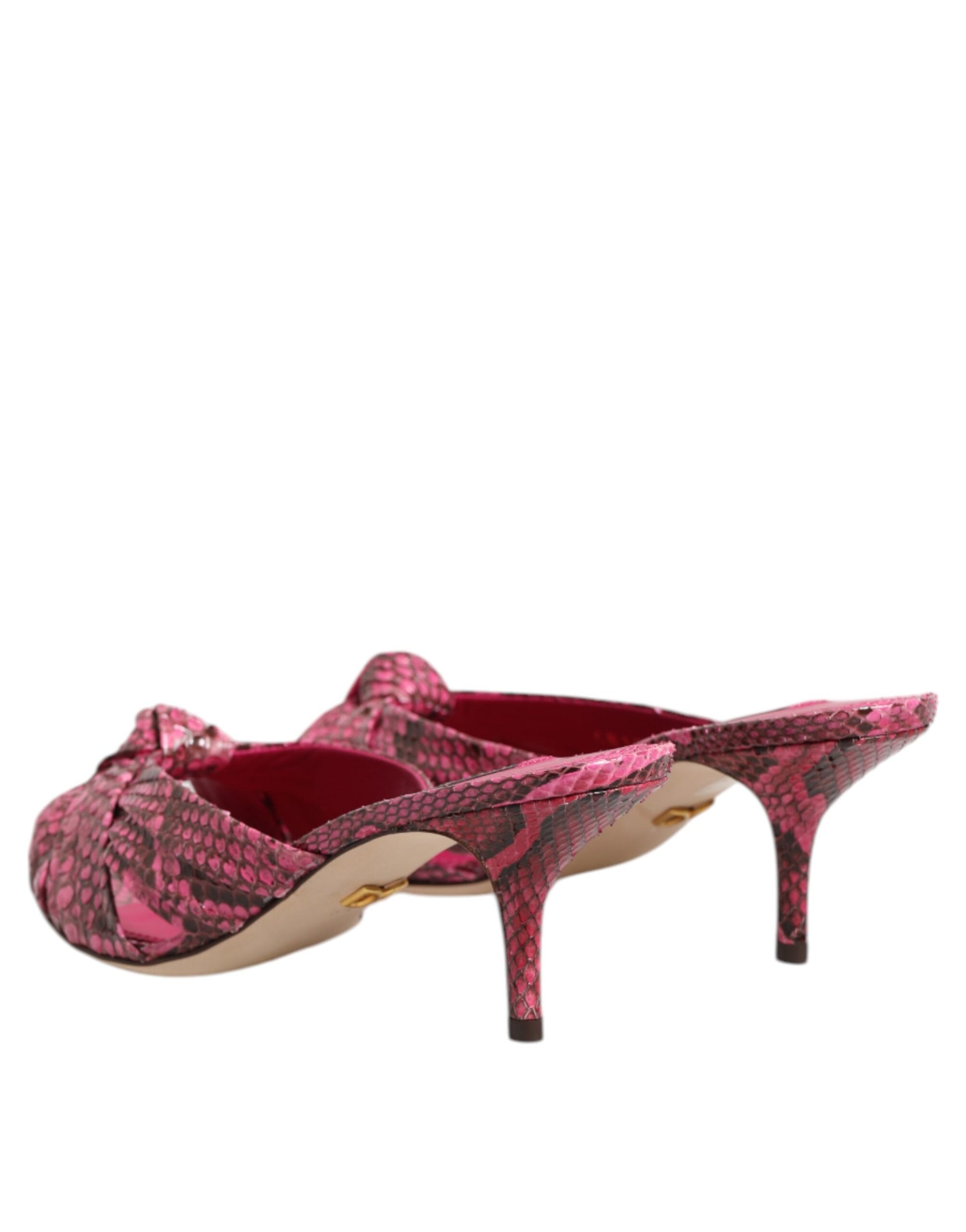 Dolce & Gabbana Pink Leather Heels Slides Sandals Shoes Curated Luxury Accessories by Orvyn