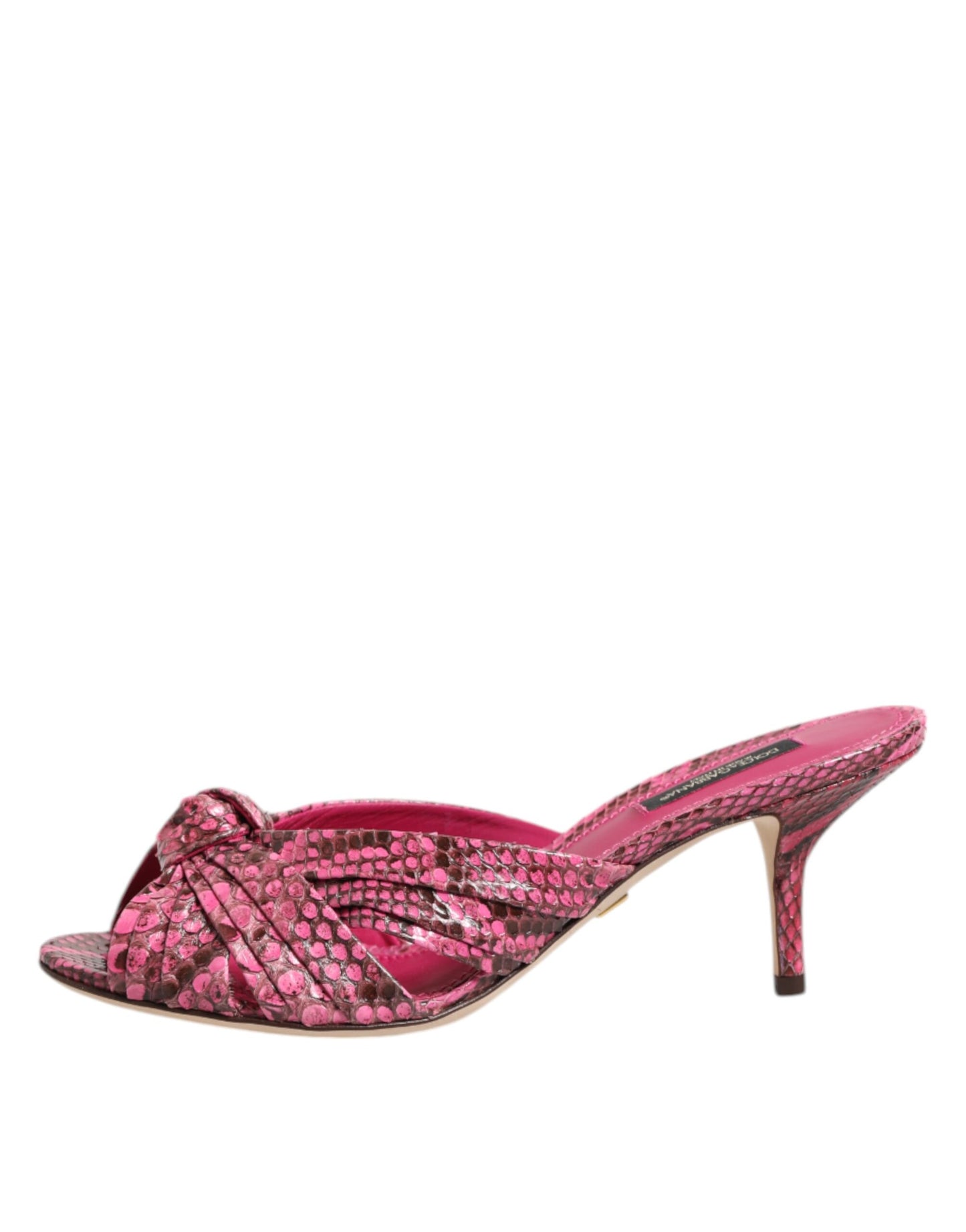 Dolce & Gabbana Pink Leather Heels Slides Sandals Shoes Curated Luxury Accessories by Orvyn
