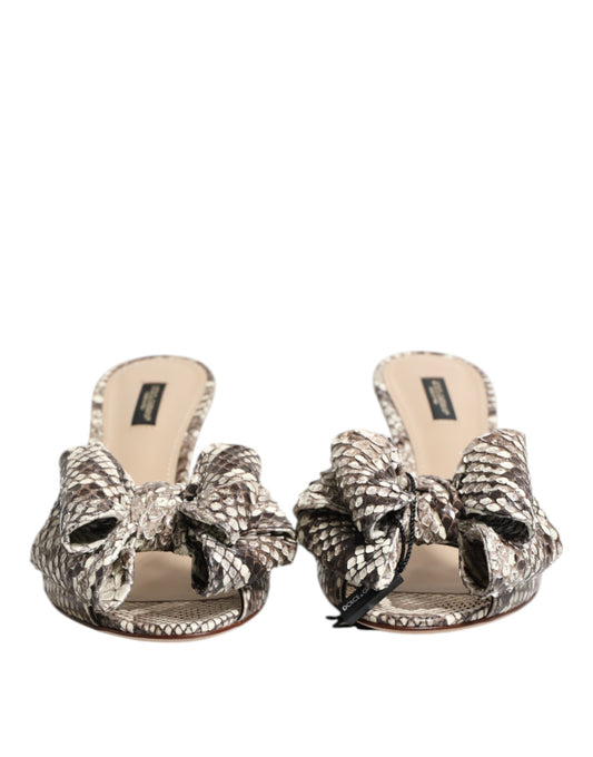 Dolce & Gabbana Multicolor Keira Bow Leather Peep Toe Mules Shoes Curated Luxury Accessories by Orvyn