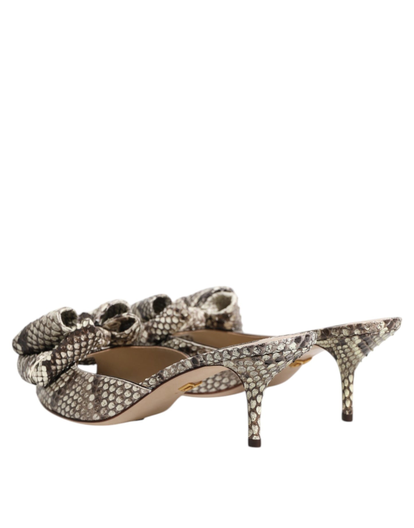 Dolce & Gabbana Multicolor Keira Bow Leather Peep Toe Mules Shoes Curated Luxury Accessories by Orvyn