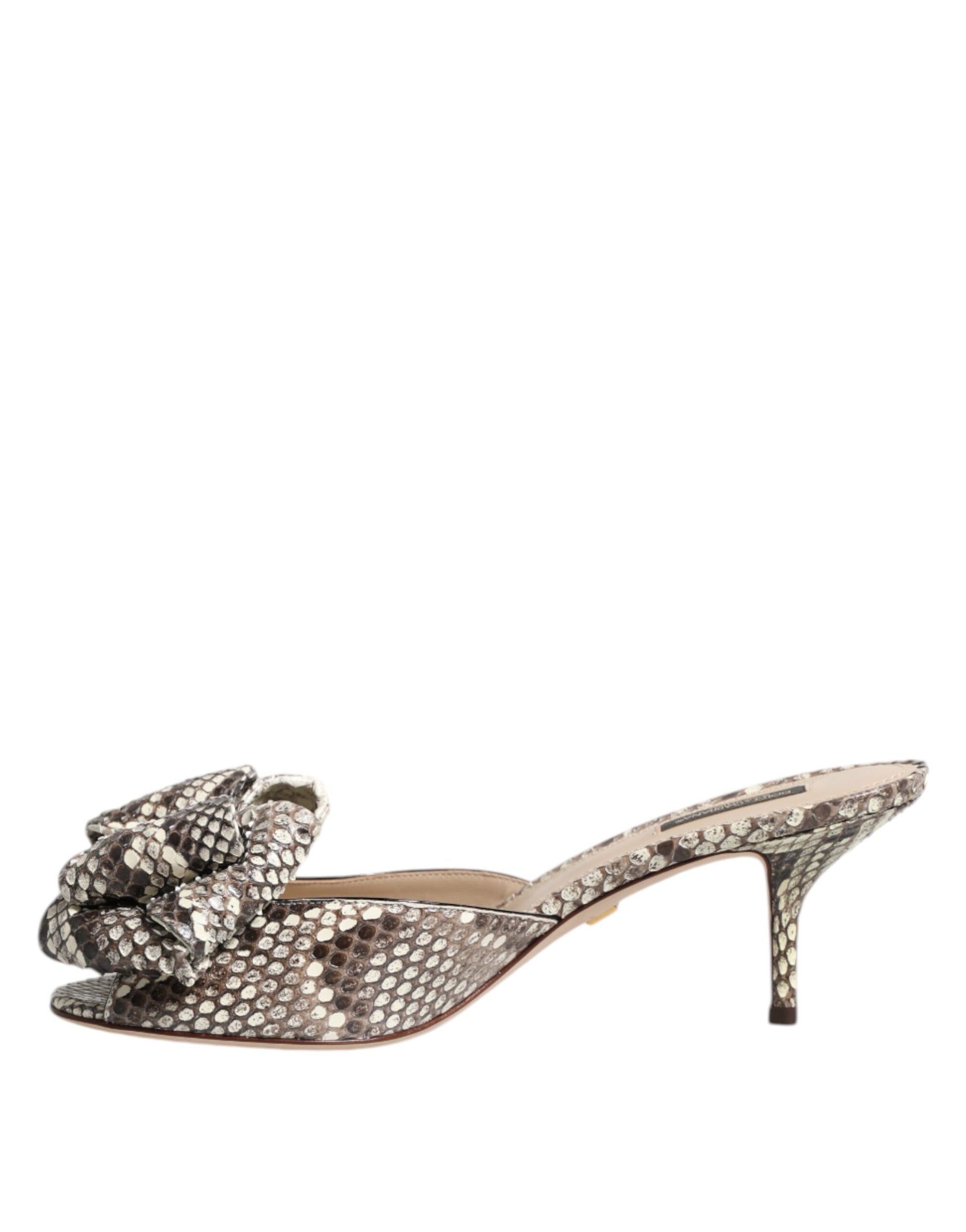 Dolce & Gabbana Multicolor Keira Bow Leather Peep Toe Mules Shoes Curated Luxury Accessories by Orvyn