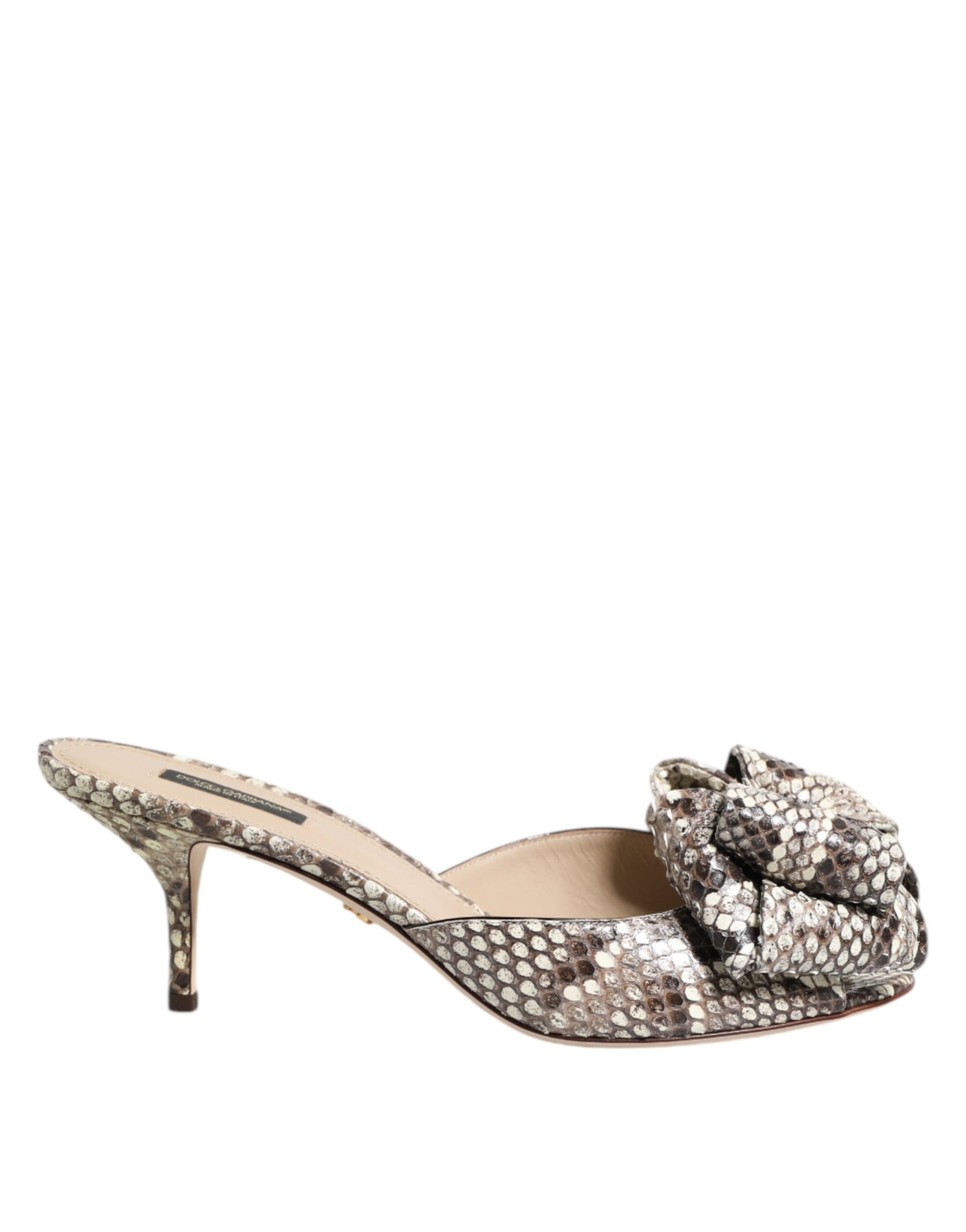 Dolce & Gabbana Multicolor Keira Bow Leather Peep Toe Mules Shoes Curated Luxury Accessories by Orvyn
