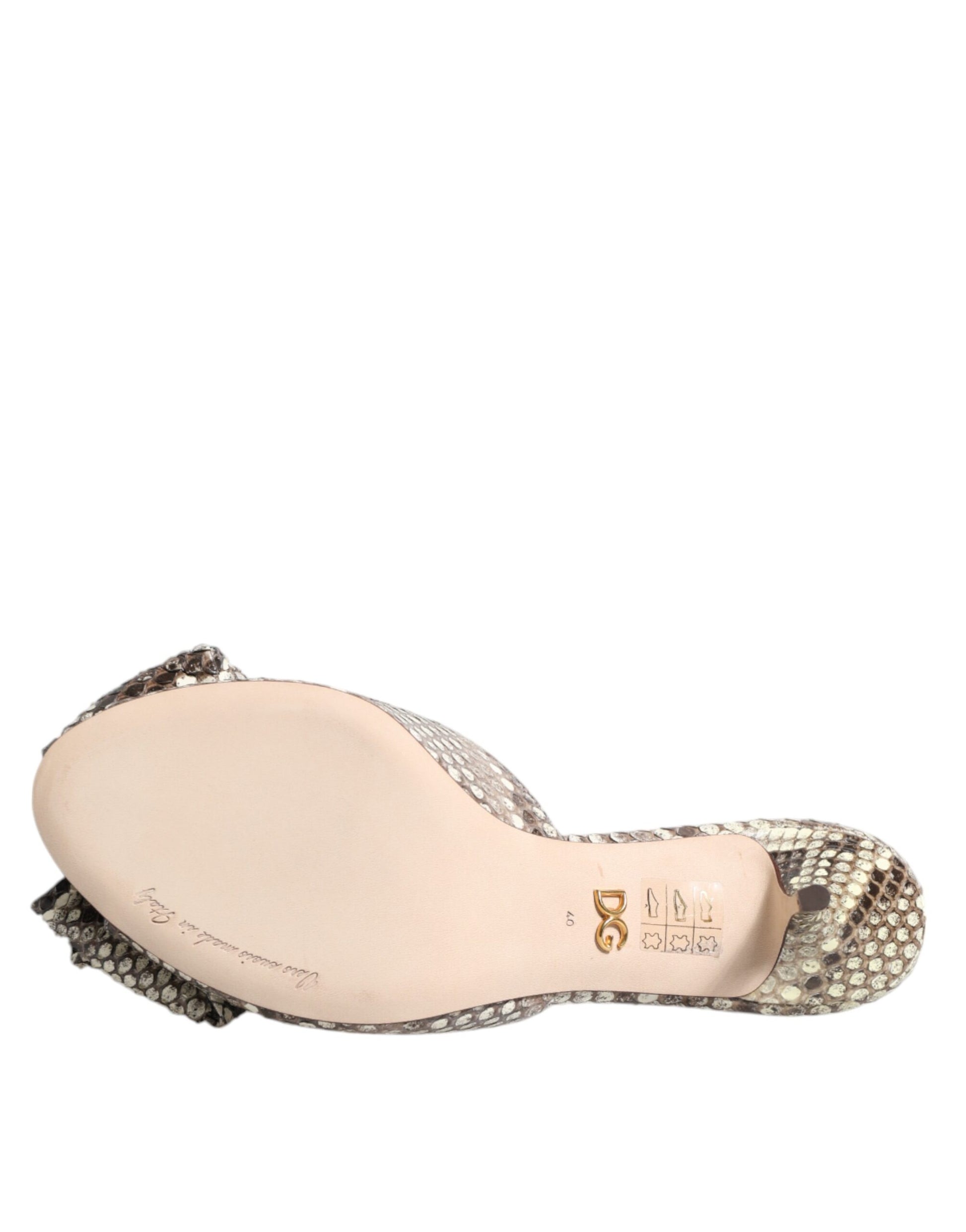 Dolce & Gabbana Multicolor Keira Bow Leather Peep Toe Mules Shoes Curated Luxury Accessories by Orvyn