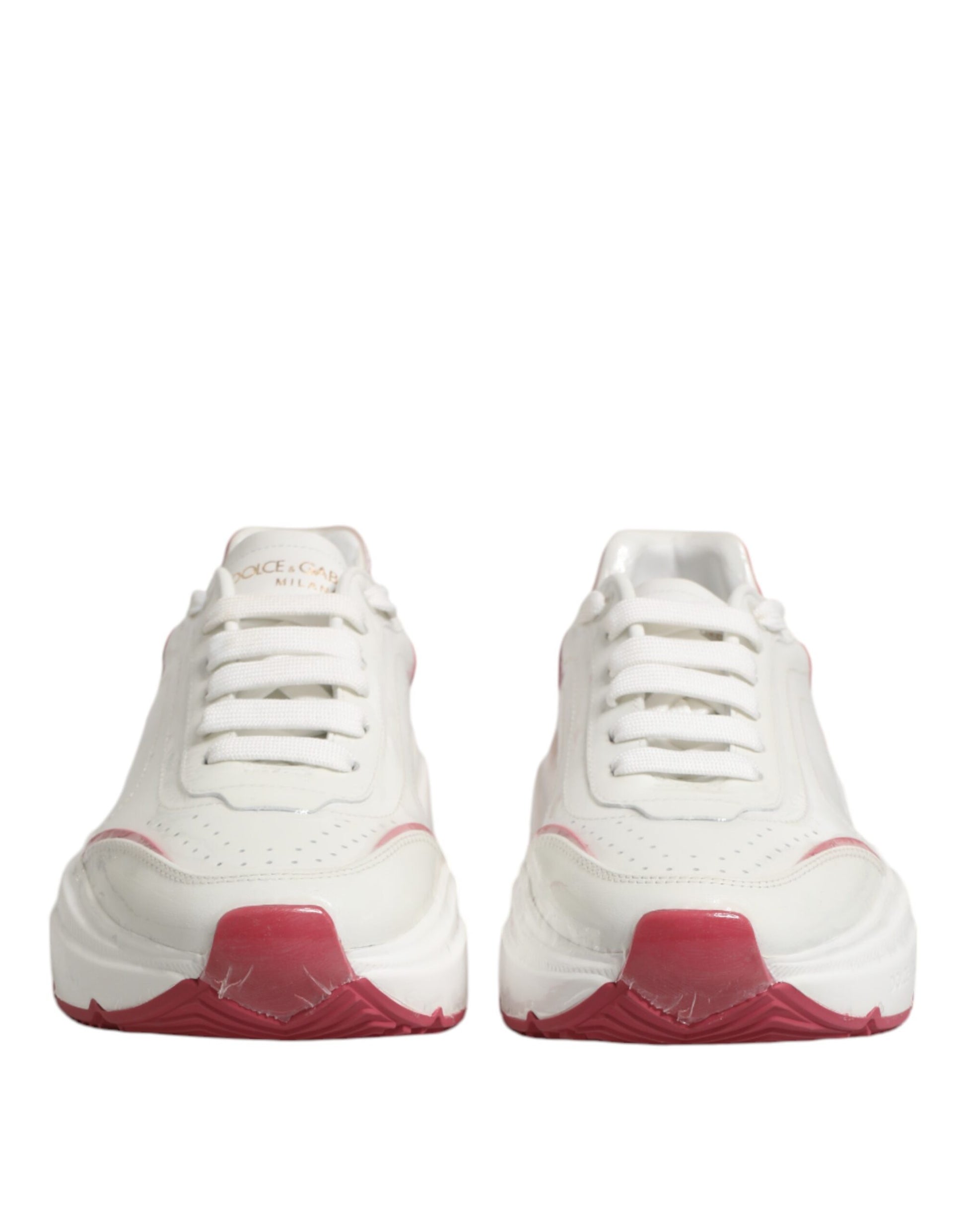 Dolce & Gabbana White Pink Daymaster Low Top Sneakers Shoes Curated Luxury Accessories by Orvyn