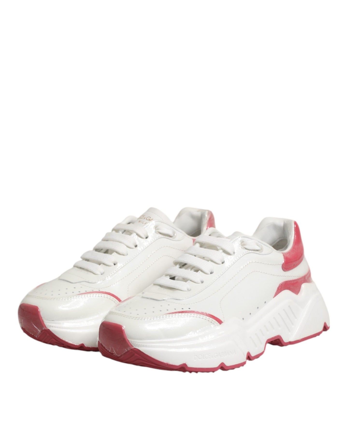 Dolce & Gabbana White Pink Daymaster Low Top Sneakers Shoes Curated Luxury Accessories by Orvyn