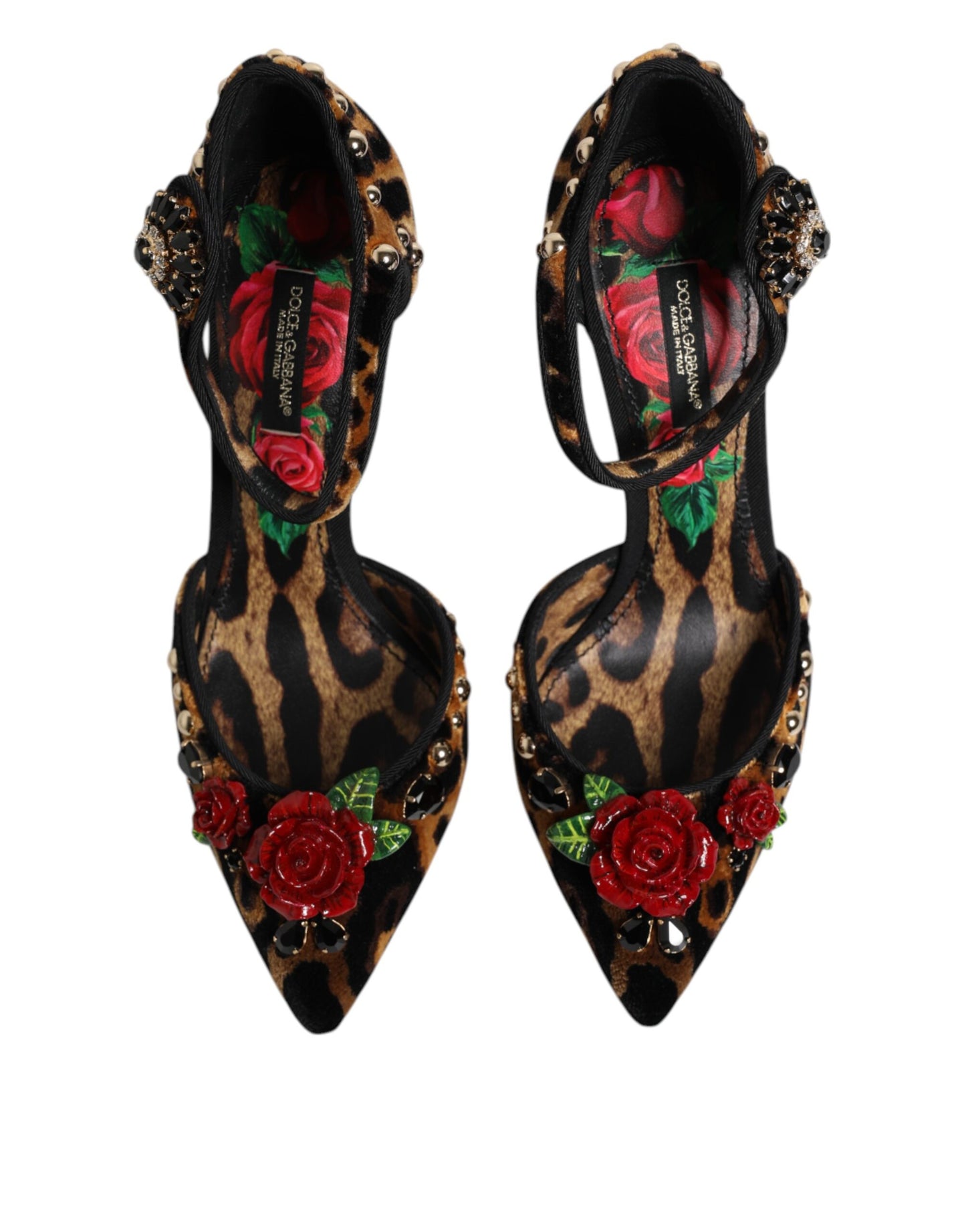 Dolce & Gabbana Brown Leopard Crystal Roses Pumps Shoes Curated Luxury Accessories by Orvyn