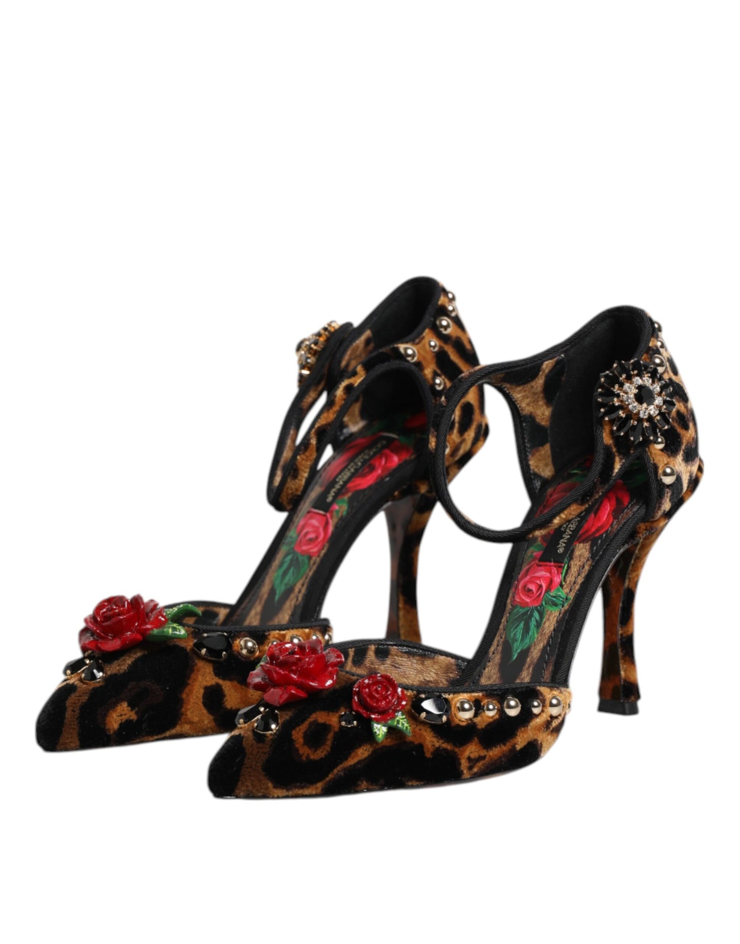 Dolce & Gabbana Brown Leopard Crystal Roses Pumps Shoes Curated Luxury Accessories by Orvyn