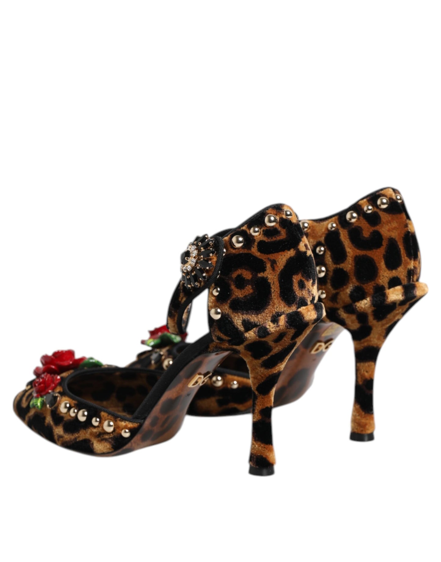 Dolce & Gabbana Brown Leopard Crystal Roses Pumps Shoes Curated Luxury Accessories by Orvyn