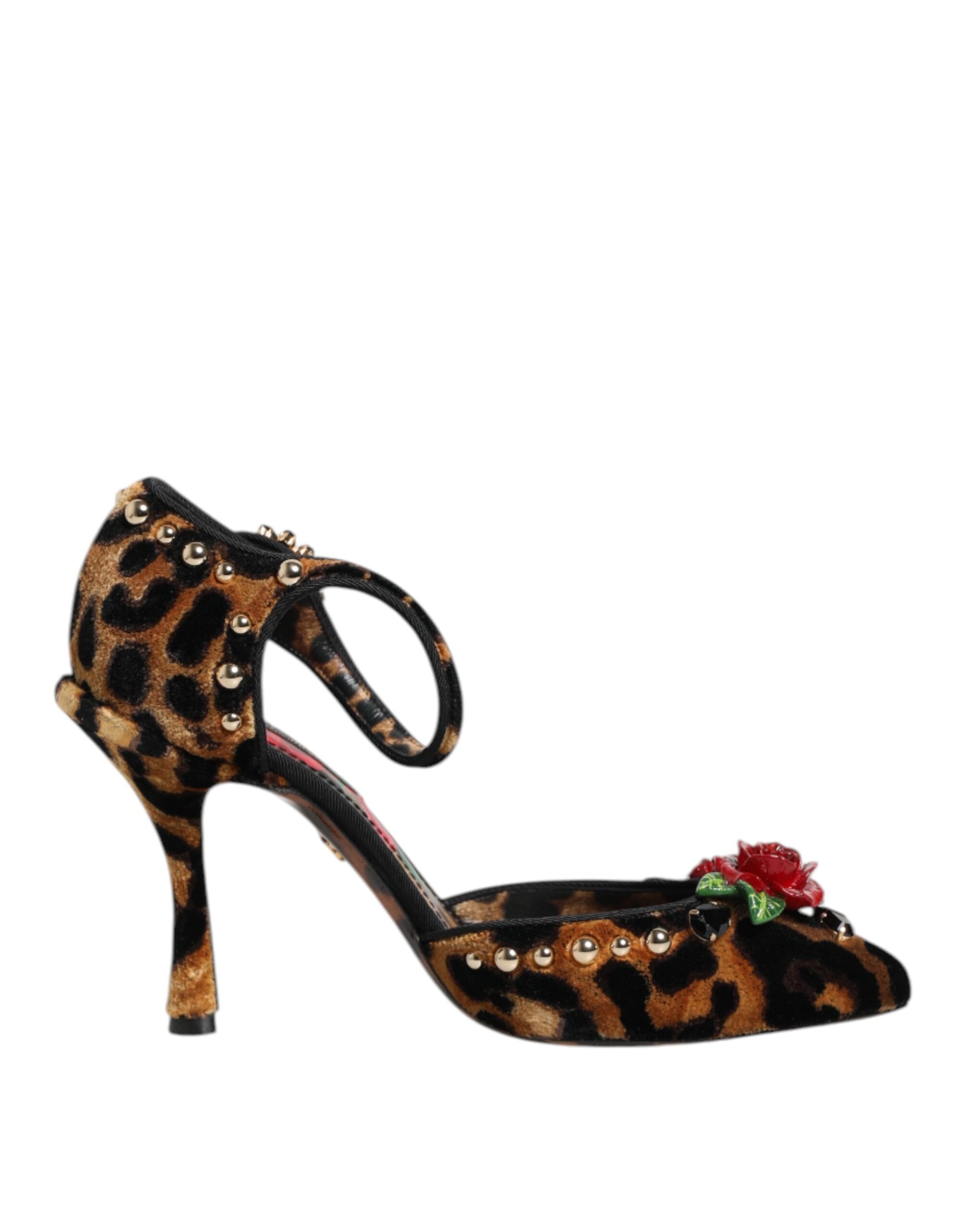 Dolce & Gabbana Brown Leopard Crystal Roses Pumps Shoes Curated Luxury Accessories by Orvyn