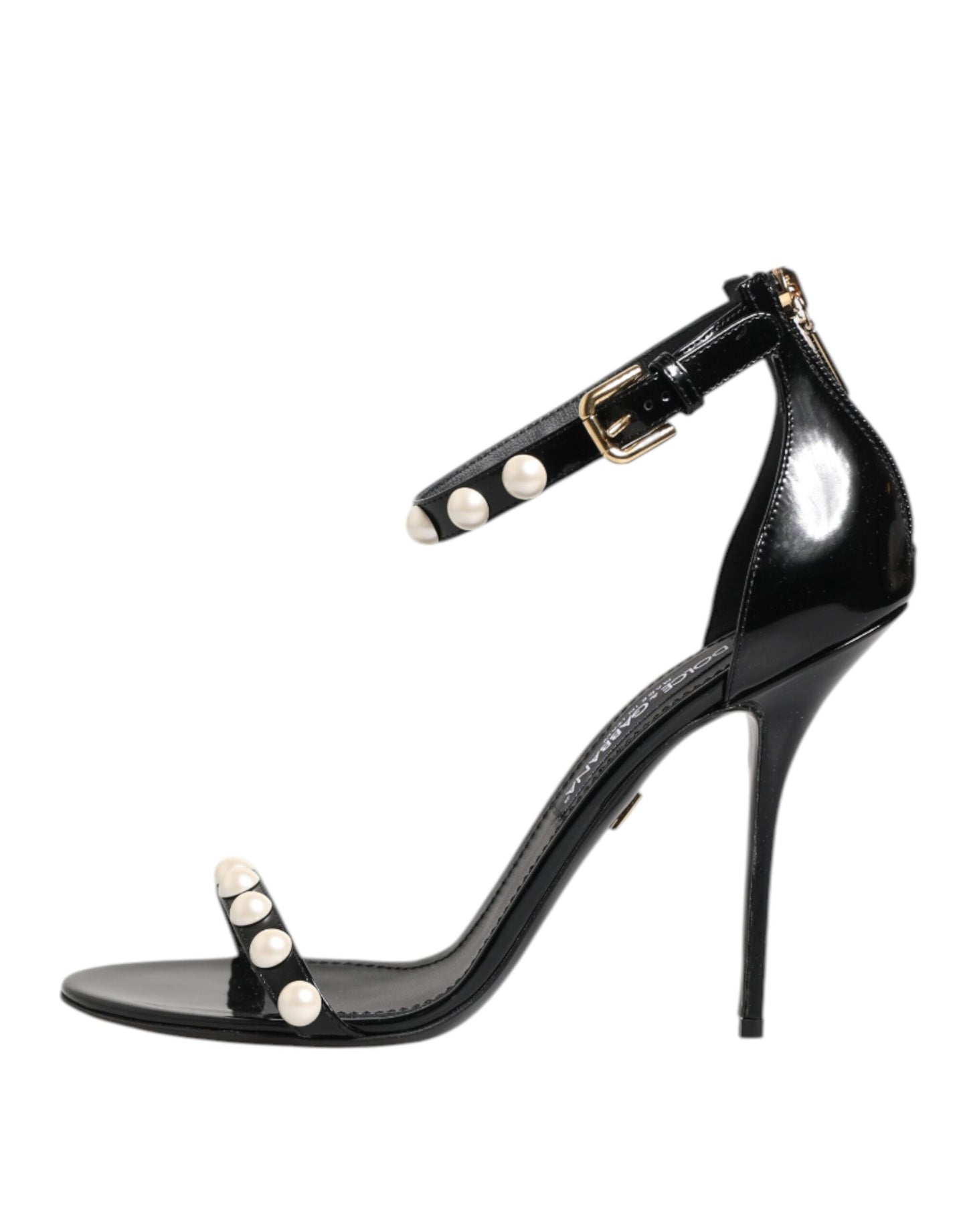 Dolce & Gabbana Black KEIRA Pearl Embellished Sandals Shoes Curated Luxury Accessories by Orvyn