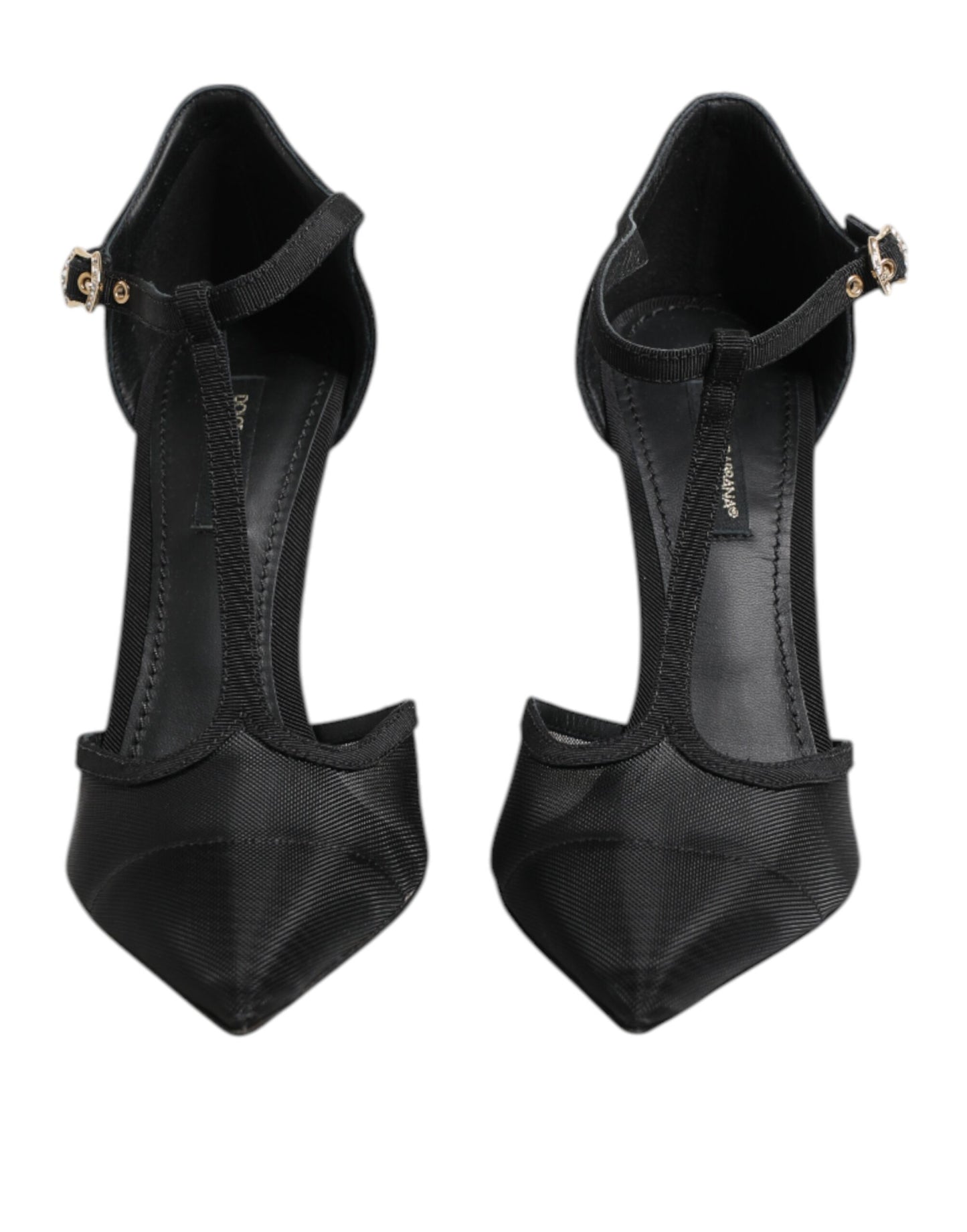Dolce & Gabbana Black Mesh T-strap Stiletto High Heels Shoes Curated Luxury Accessories by Orvyn