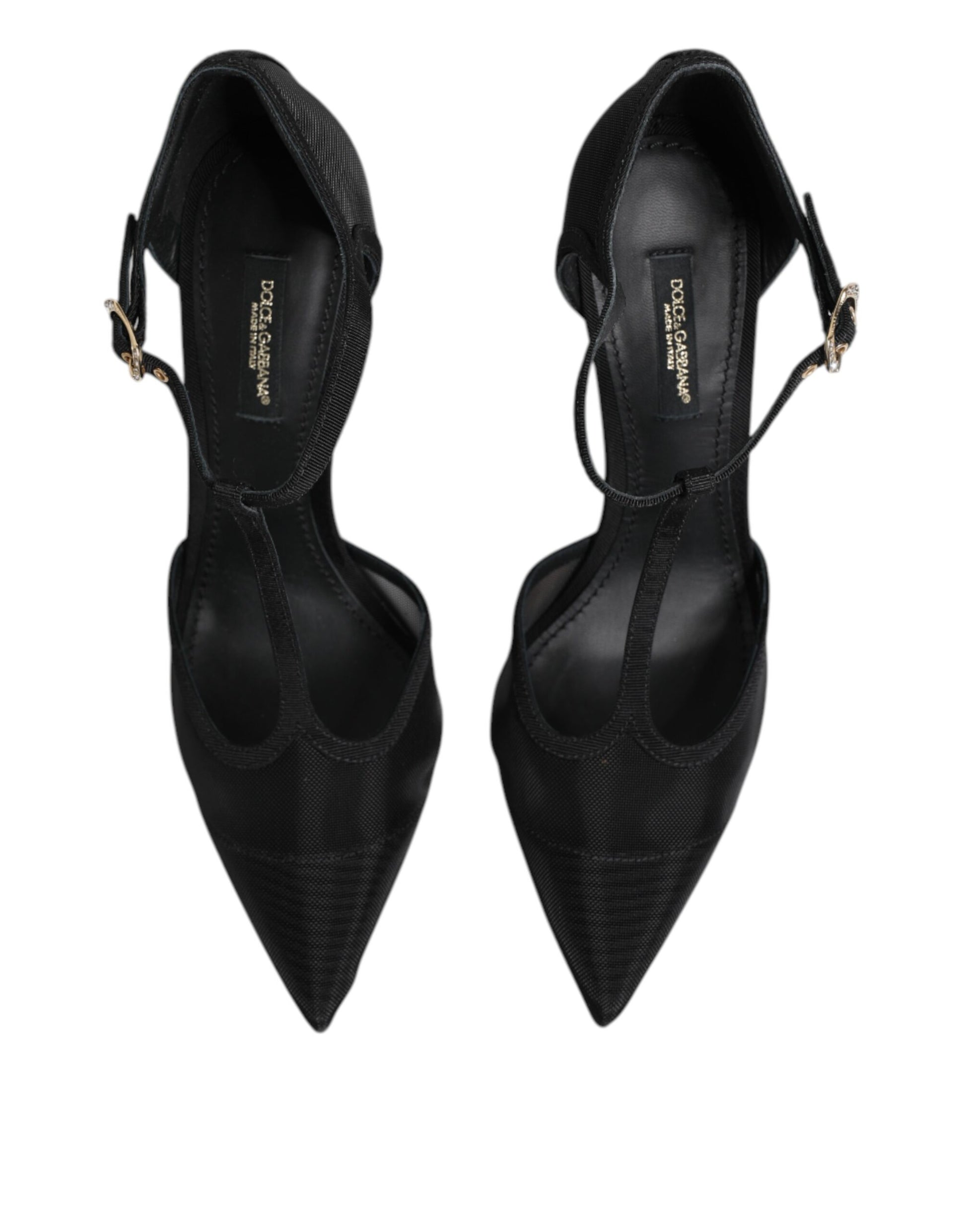 Dolce & Gabbana Black Mesh T-strap Stiletto High Heels Shoes Curated Luxury Accessories by Orvyn