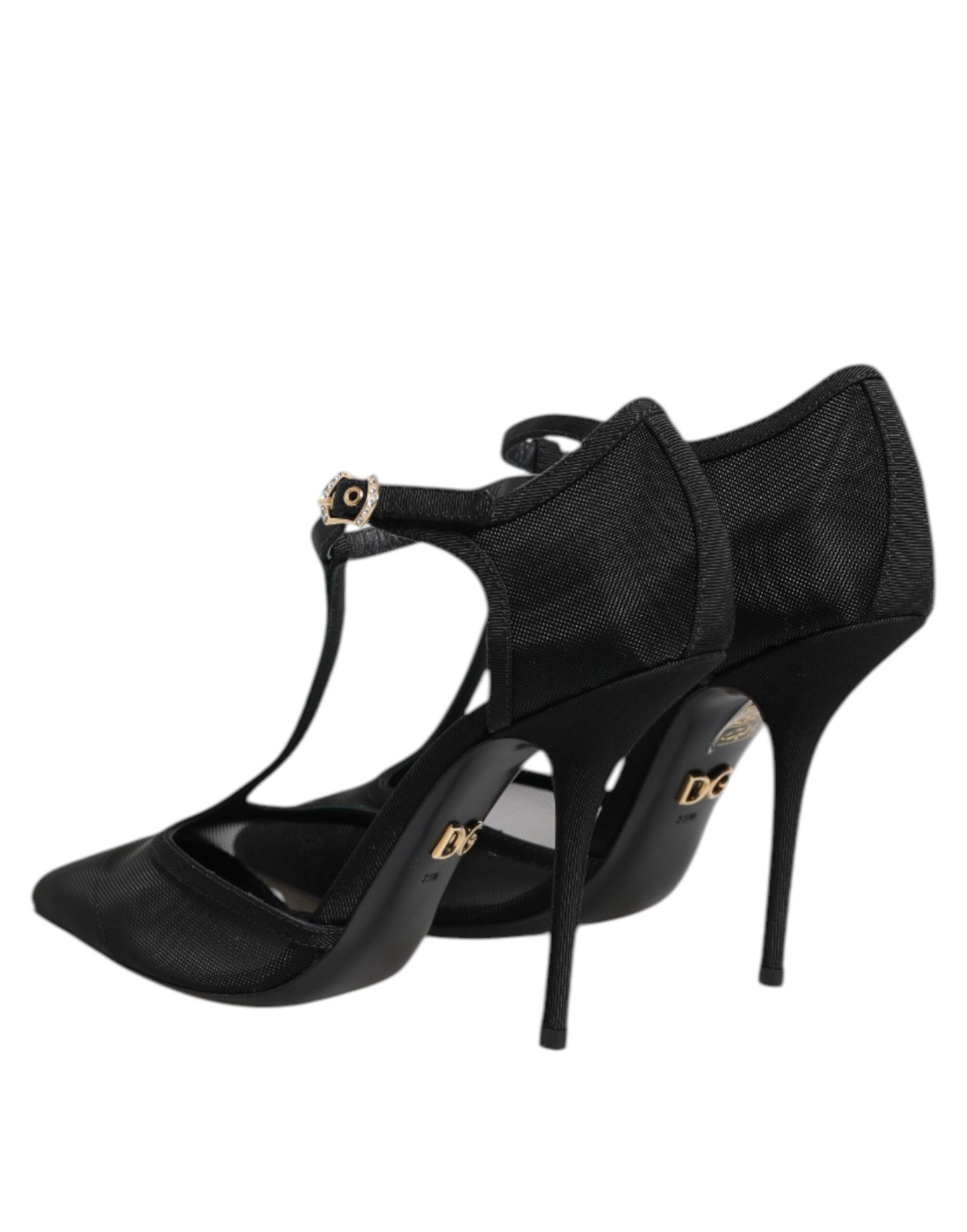 Dolce & Gabbana Black Mesh T-strap Stiletto High Heels Shoes Curated Luxury Accessories by Orvyn