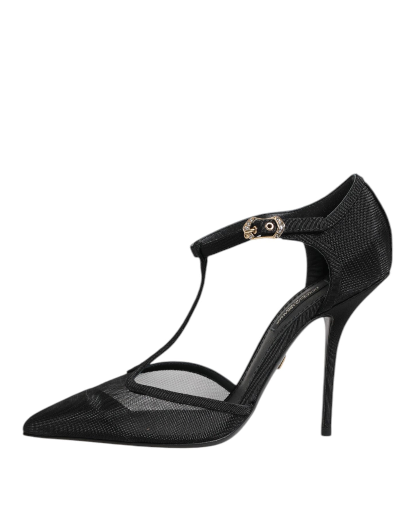 Dolce & Gabbana Black Mesh T-strap Stiletto High Heels Shoes Curated Luxury Accessories by Orvyn
