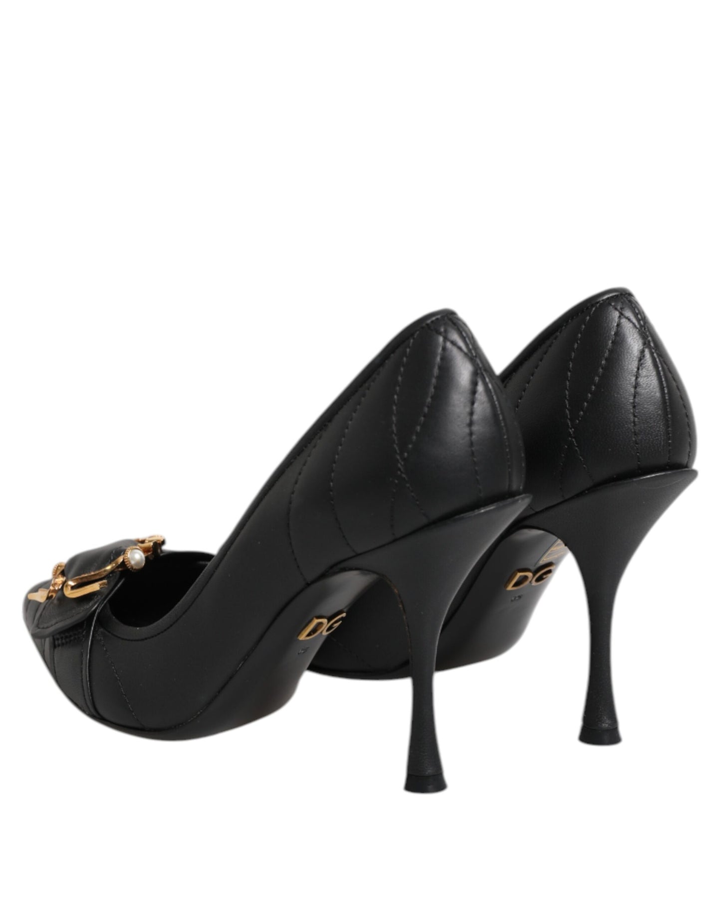 Dolce & Gabbana Black Devotion Leather Heels Pumps Shoes Curated Luxury Accessories by Orvyn