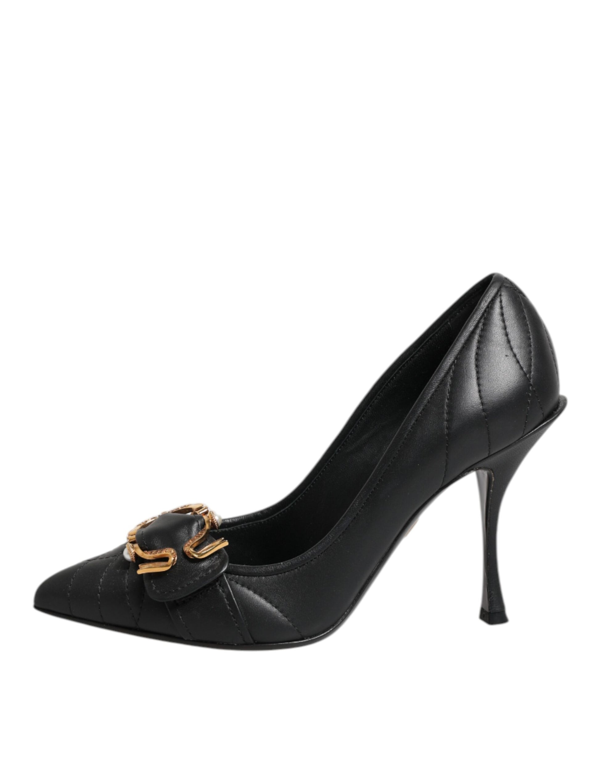 Dolce & Gabbana Black Devotion Leather Heels Pumps Shoes Curated Luxury Accessories by Orvyn