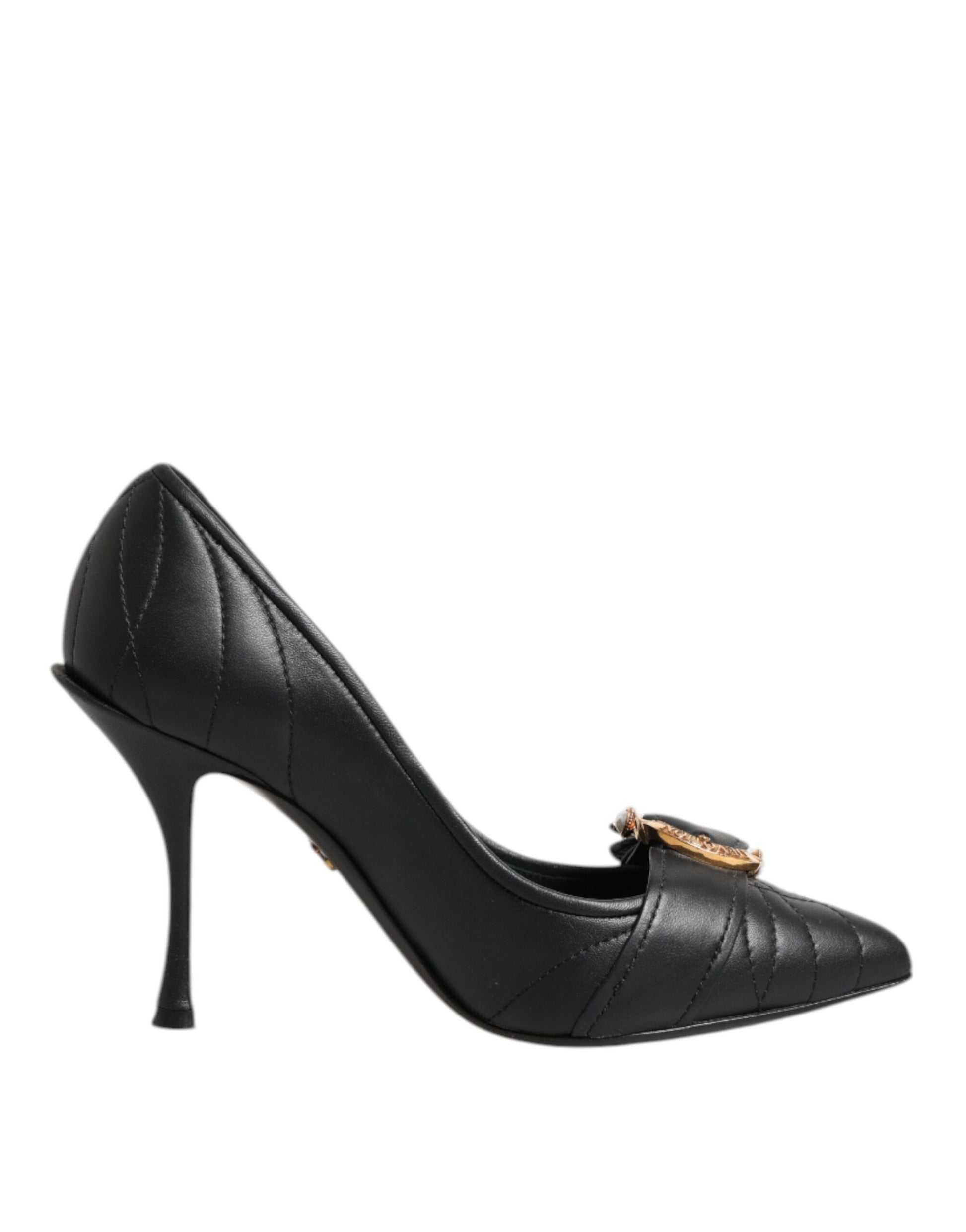 Dolce & Gabbana Black Devotion Leather Heels Pumps Shoes Curated Luxury Accessories by Orvyn