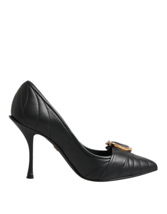 Dolce & Gabbana Black Devotion Leather Heels Pumps Shoes Curated Luxury Accessories by Orvyn