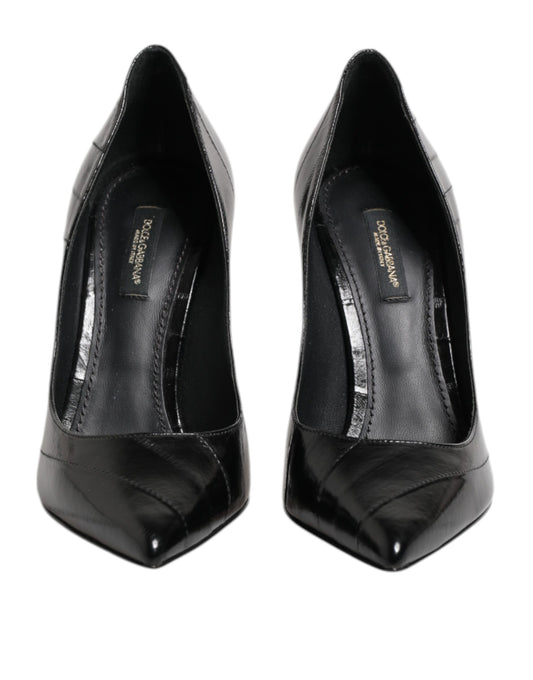 Dolce & Gabbana Black Leather Stiletto High Heels Pumps Shoes Curated Luxury Accessories by Orvyn