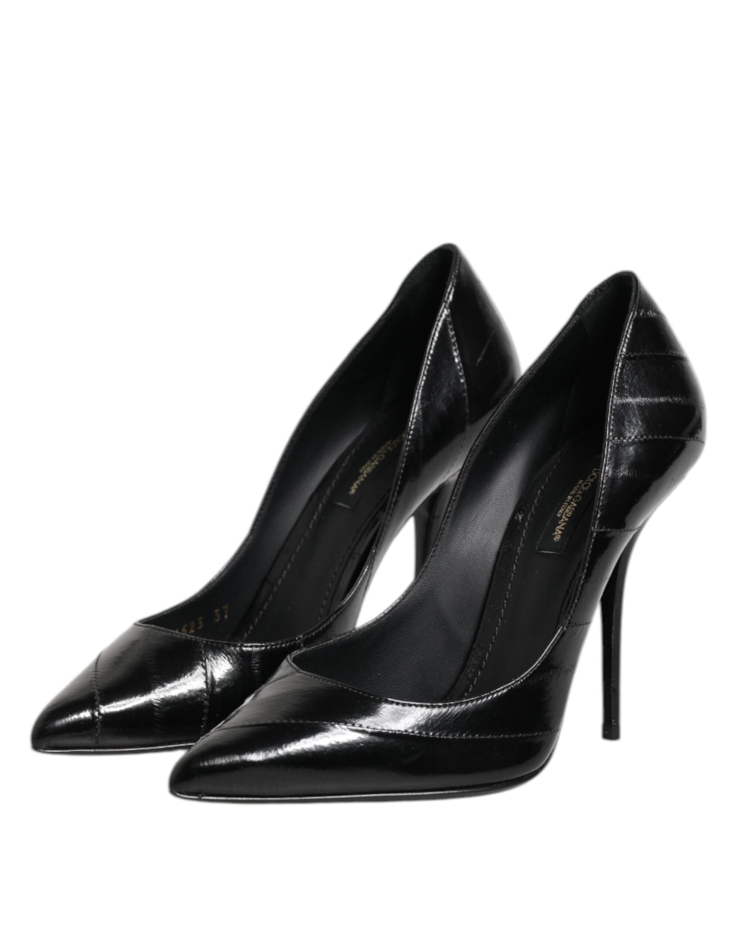 Dolce & Gabbana Black Leather Stiletto High Heels Pumps Shoes Curated Luxury Accessories by Orvyn