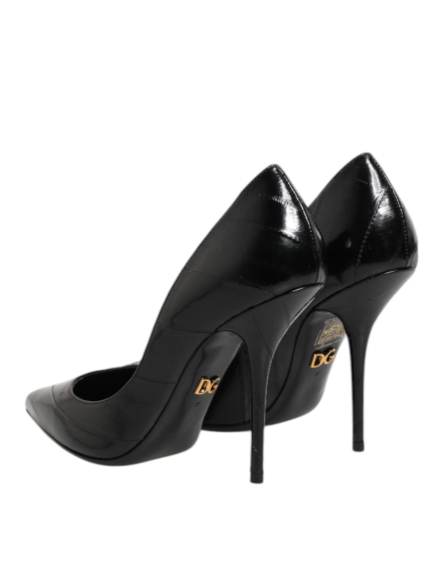 Dolce & Gabbana Black Leather Stiletto High Heels Pumps Shoes Curated Luxury Accessories by Orvyn