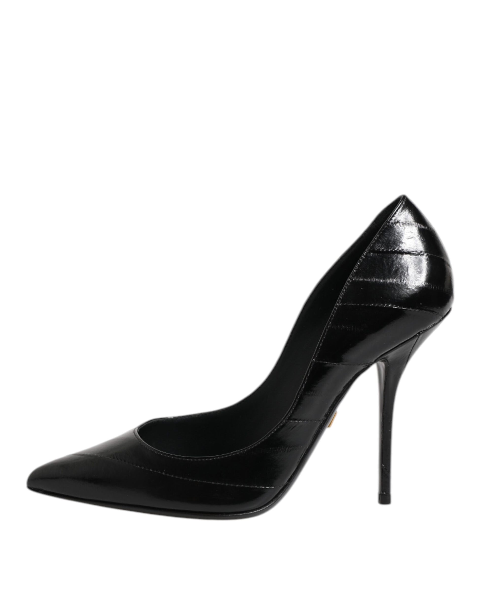 Dolce & Gabbana Black Leather Stiletto High Heels Pumps Shoes Curated Luxury Accessories by Orvyn