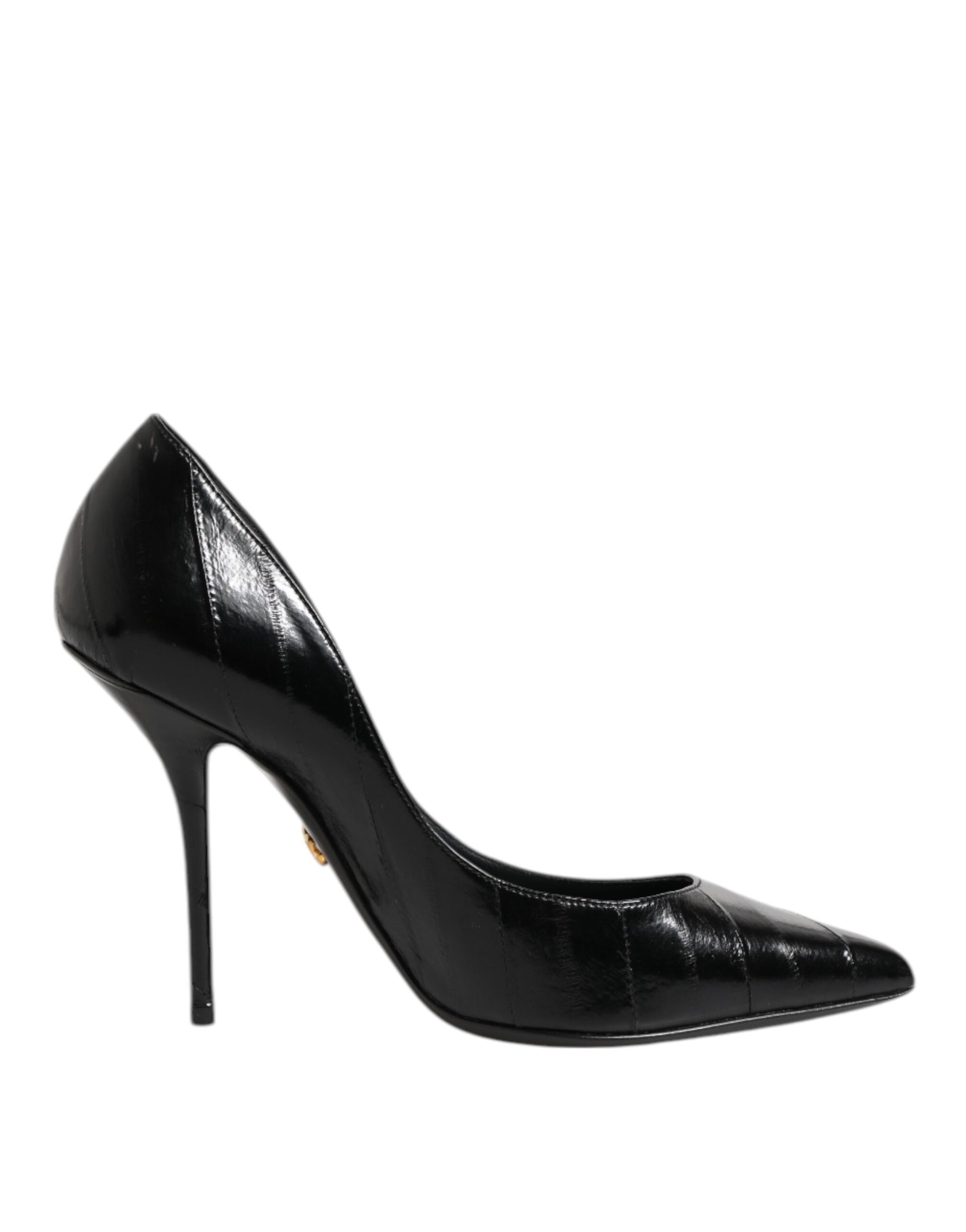 Dolce & Gabbana Black Leather Stiletto High Heels Pumps Shoes Curated Luxury Accessories by Orvyn