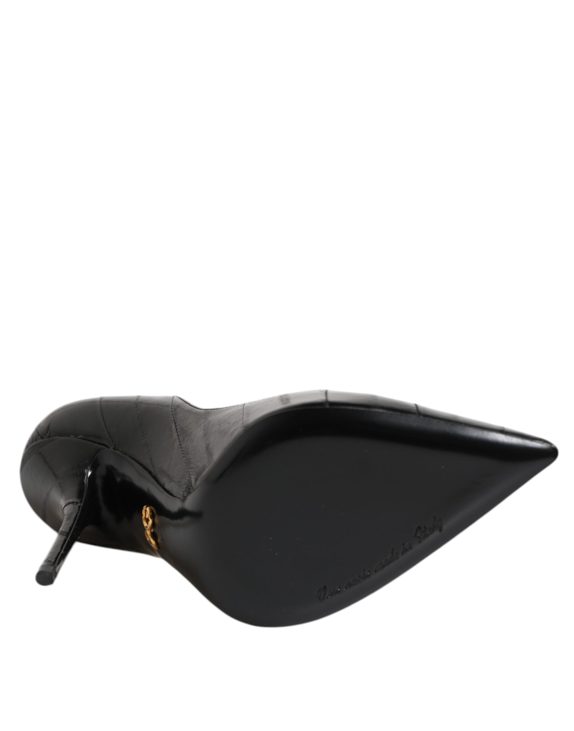 Dolce & Gabbana Black Leather Stiletto High Heels Pumps Shoes Curated Luxury Accessories by Orvyn