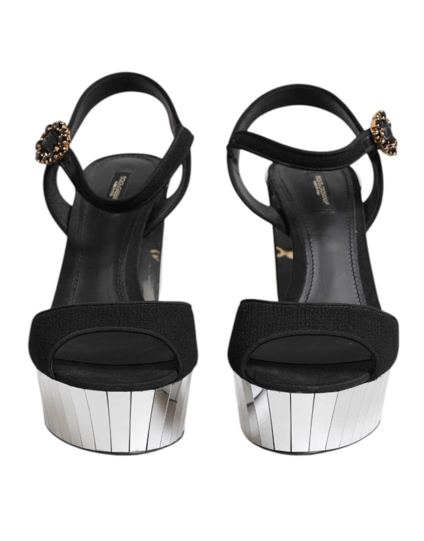 Dolce & Gabbana Black Crystal Ankle Strap Keira Sandal Shoes Curated Luxury Accessories by Orvyn