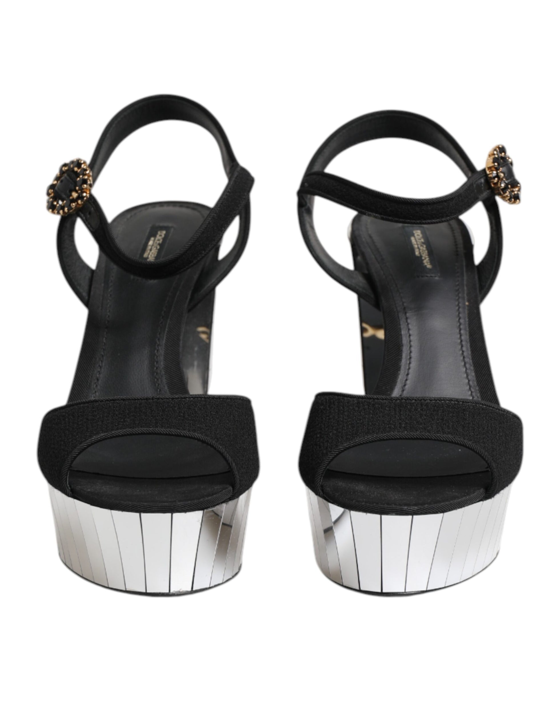 Dolce & Gabbana Black Crystal Ankle Strap Keira Sandal Shoes Curated Luxury Accessories by Orvyn