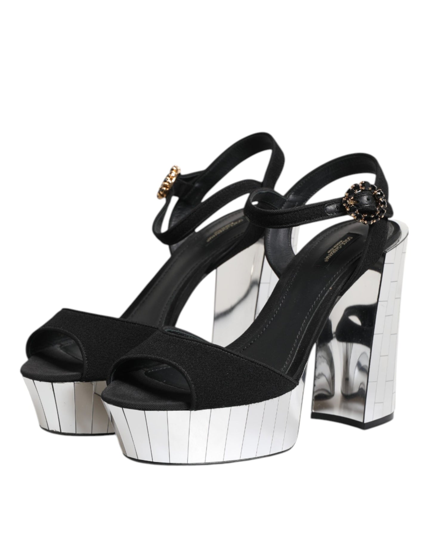 Dolce & Gabbana Black Crystal Ankle Strap Keira Sandal Shoes Curated Luxury Accessories by Orvyn