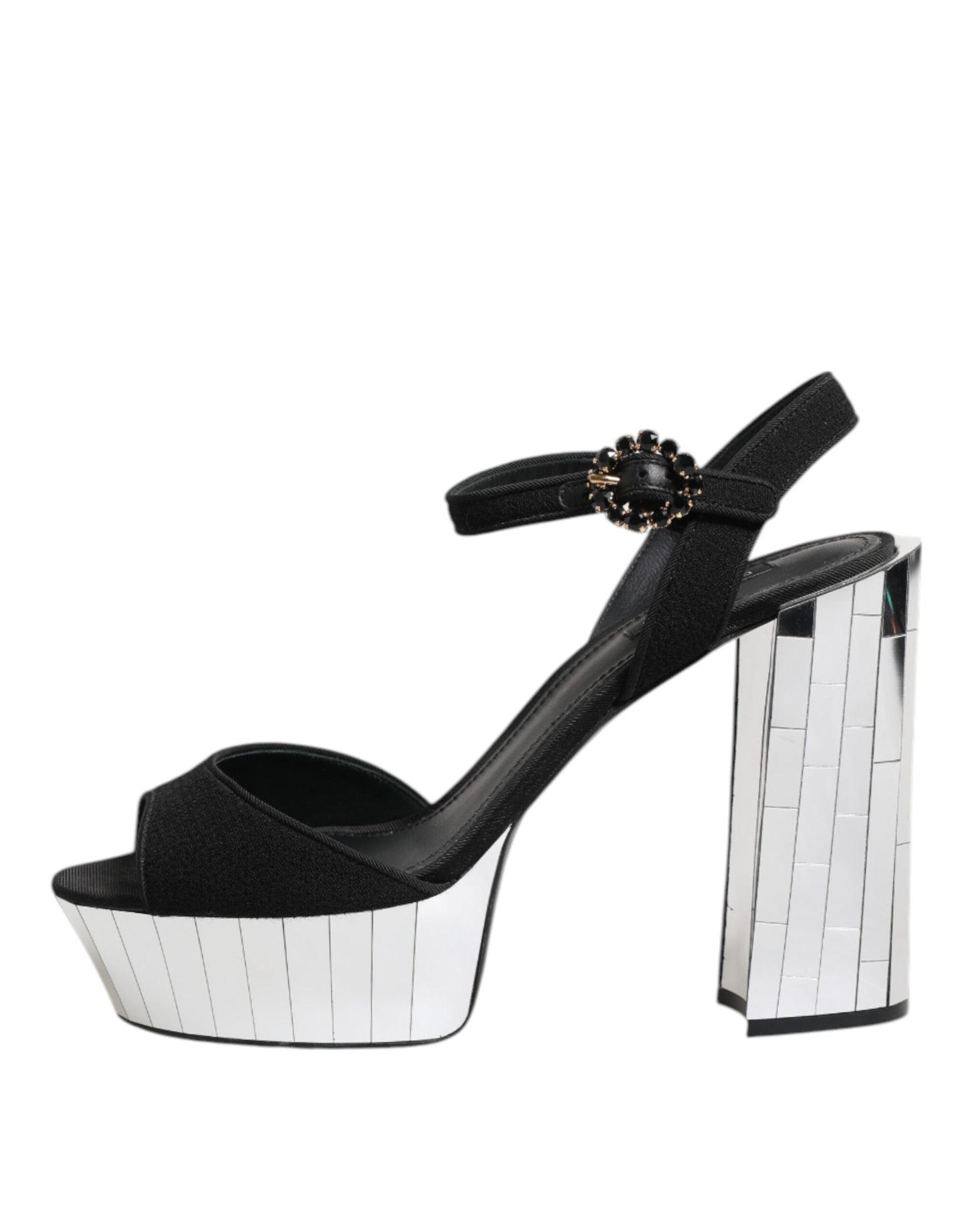 Dolce & Gabbana Black Crystal Ankle Strap Keira Sandal Shoes Curated Luxury Accessories by Orvyn