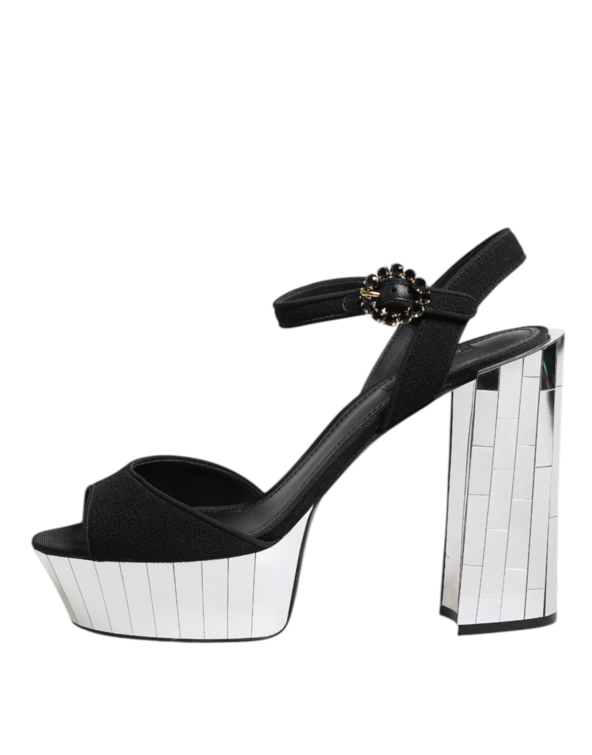 Dolce & Gabbana Black Crystal Ankle Strap Keira Sandal Shoes Curated Luxury Accessories by Orvyn