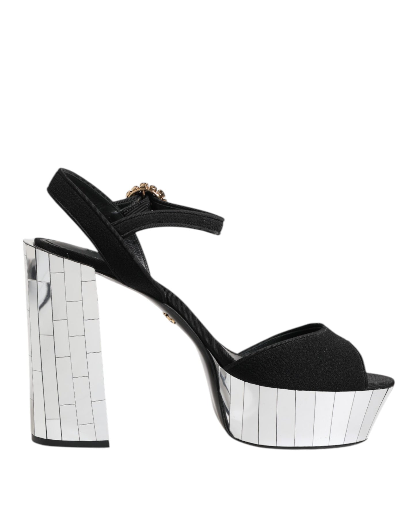 Dolce & Gabbana Black Crystal Ankle Strap Keira Sandal Shoes Curated Luxury Accessories by Orvyn