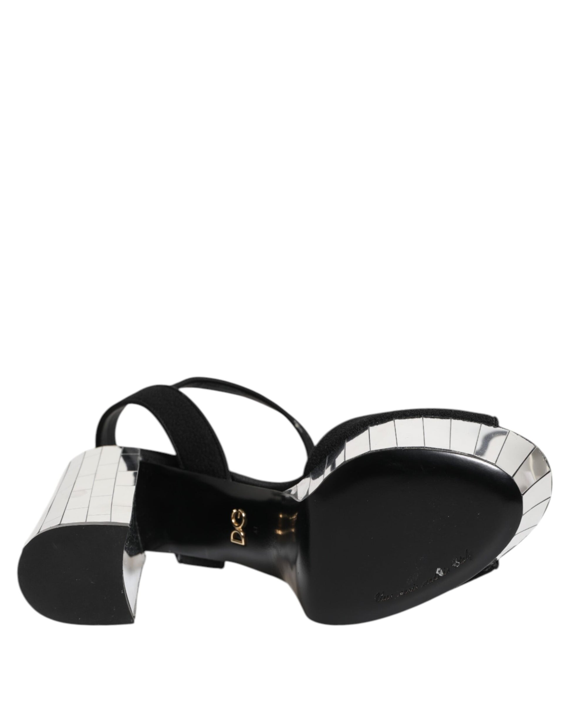 Dolce & Gabbana Black Crystal Ankle Strap Keira Sandal Shoes Curated Luxury Accessories by Orvyn