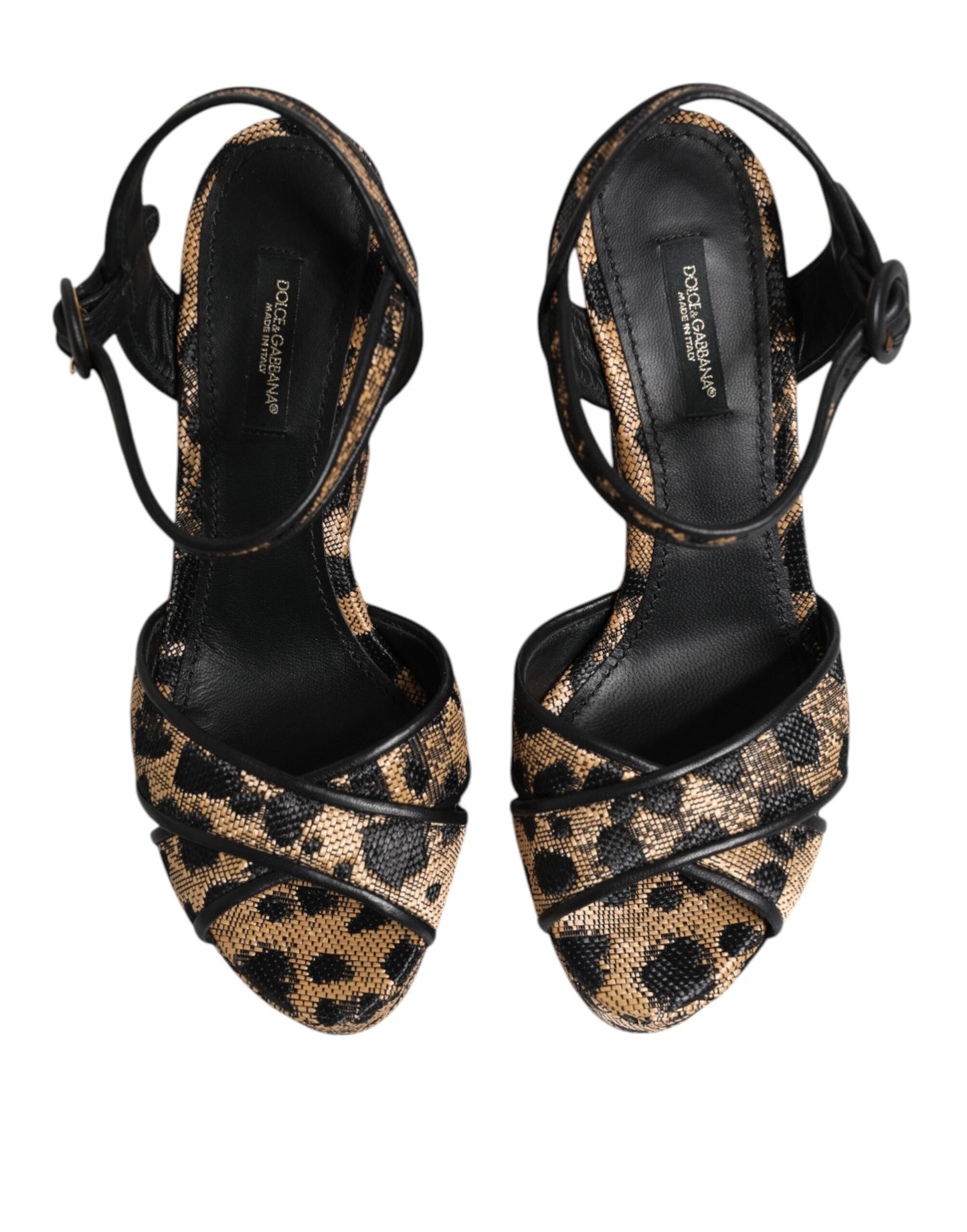 Dolce & Gabbana Brown Leopard Wedges Ankle Strap Sandals Shoes Curated Luxury Accessories by Orvyn