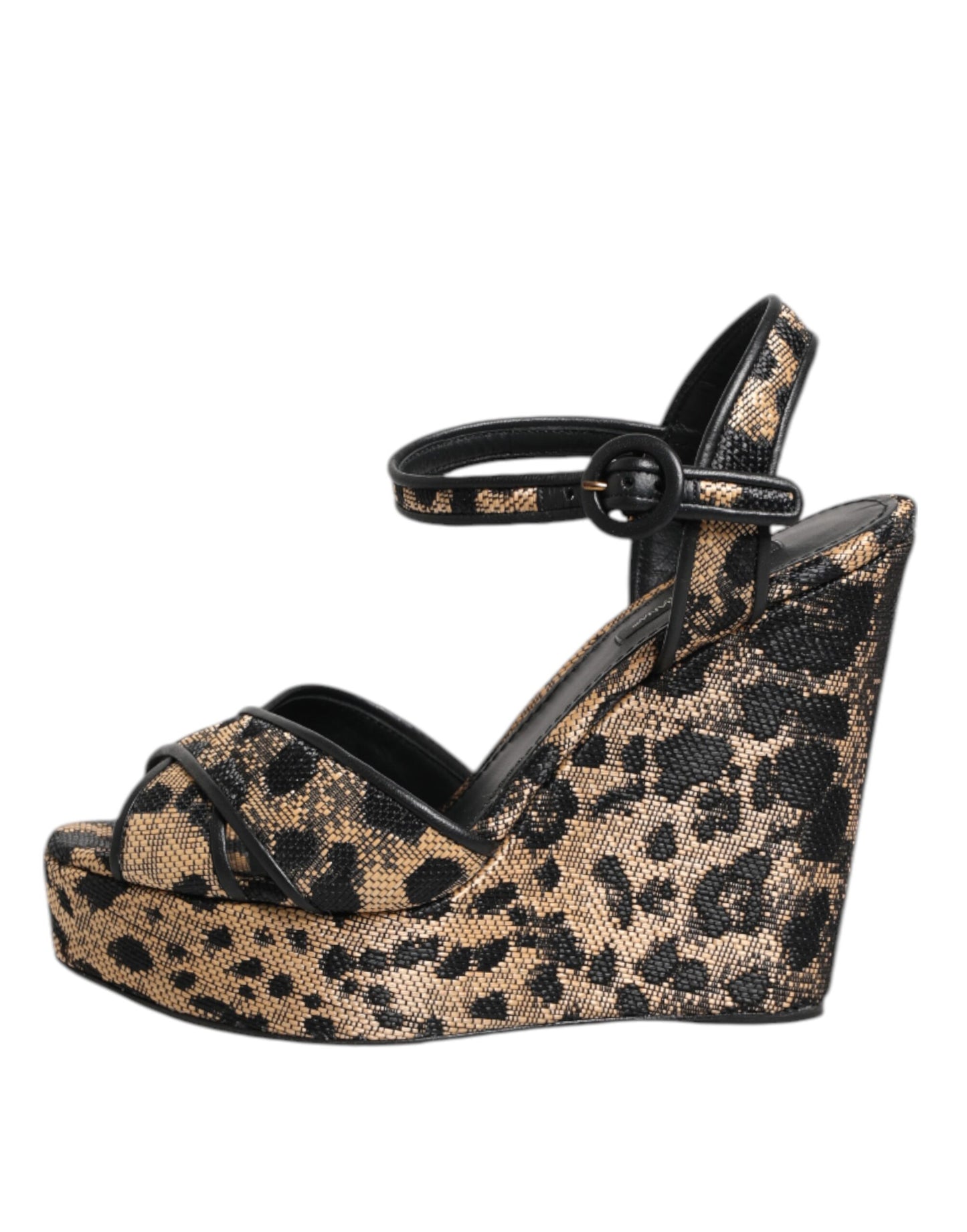 Dolce & Gabbana Brown Leopard Wedges Ankle Strap Sandals Shoes Curated Luxury Accessories by Orvyn