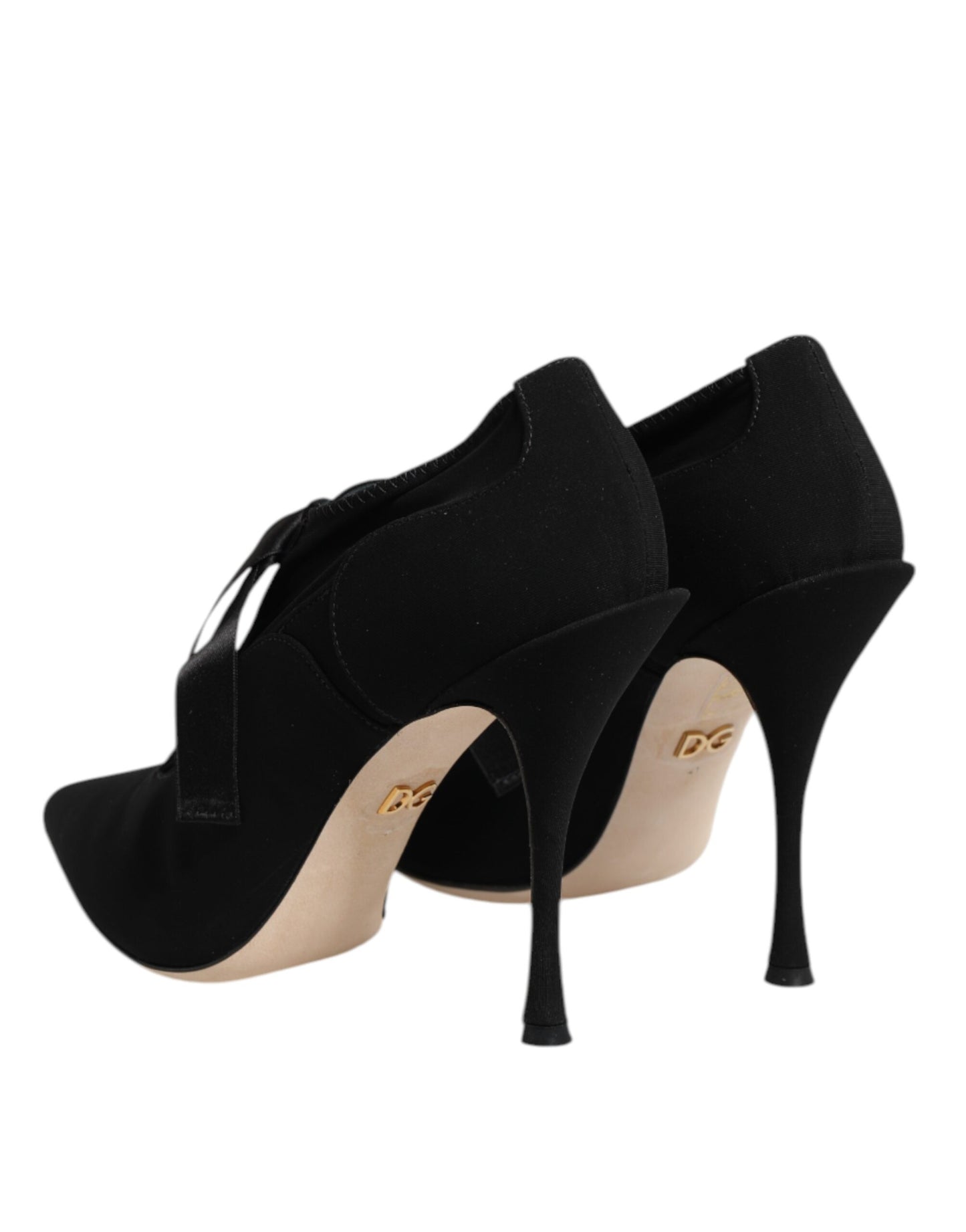 Dolce & Gabbana Black Lace Up Stiletto Heels Pumps Shoes Curated Luxury Accessories by Orvyn