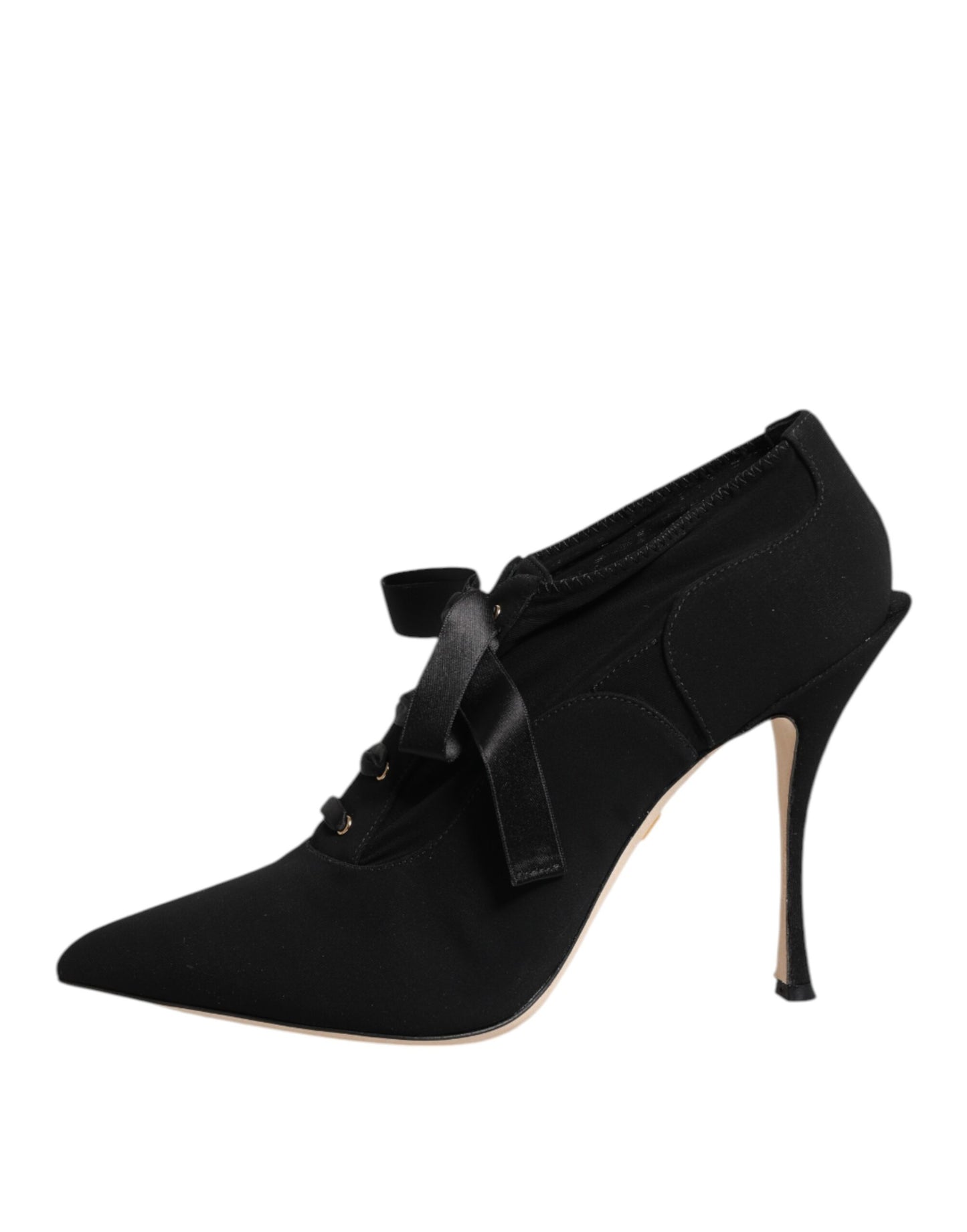 Dolce & Gabbana Black Lace Up Stiletto Heels Pumps Shoes Curated Luxury Accessories by Orvyn
