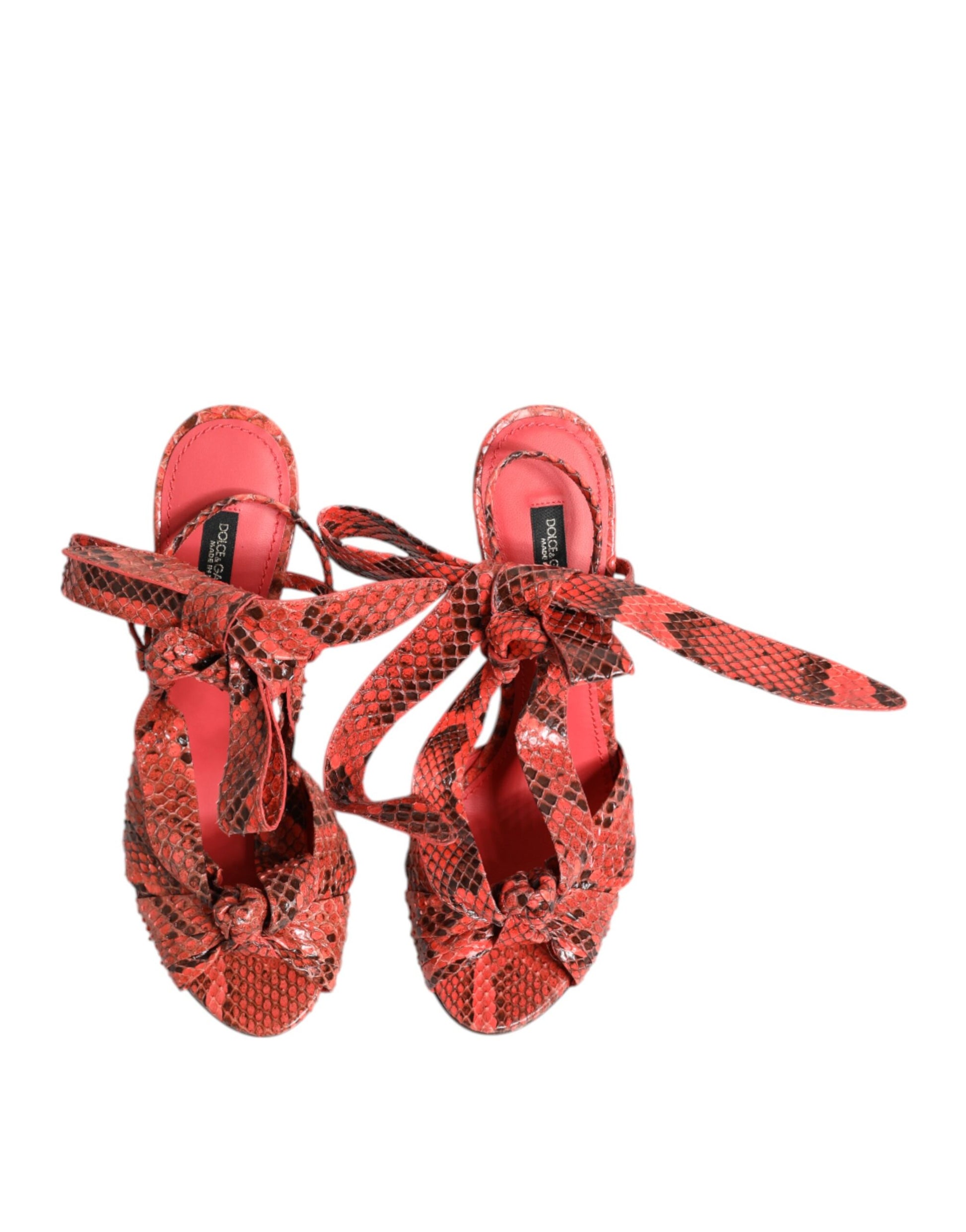 Dolce & Gabbana Coral Python Leather Heels Sandals Shoes Curated Luxury Accessories by Orvyn