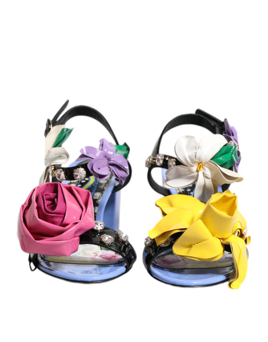 Dolce & Gabbana Multicolor Floral Crystal KEIRA Sandals Shoes Curated Luxury Accessories by Orvyn