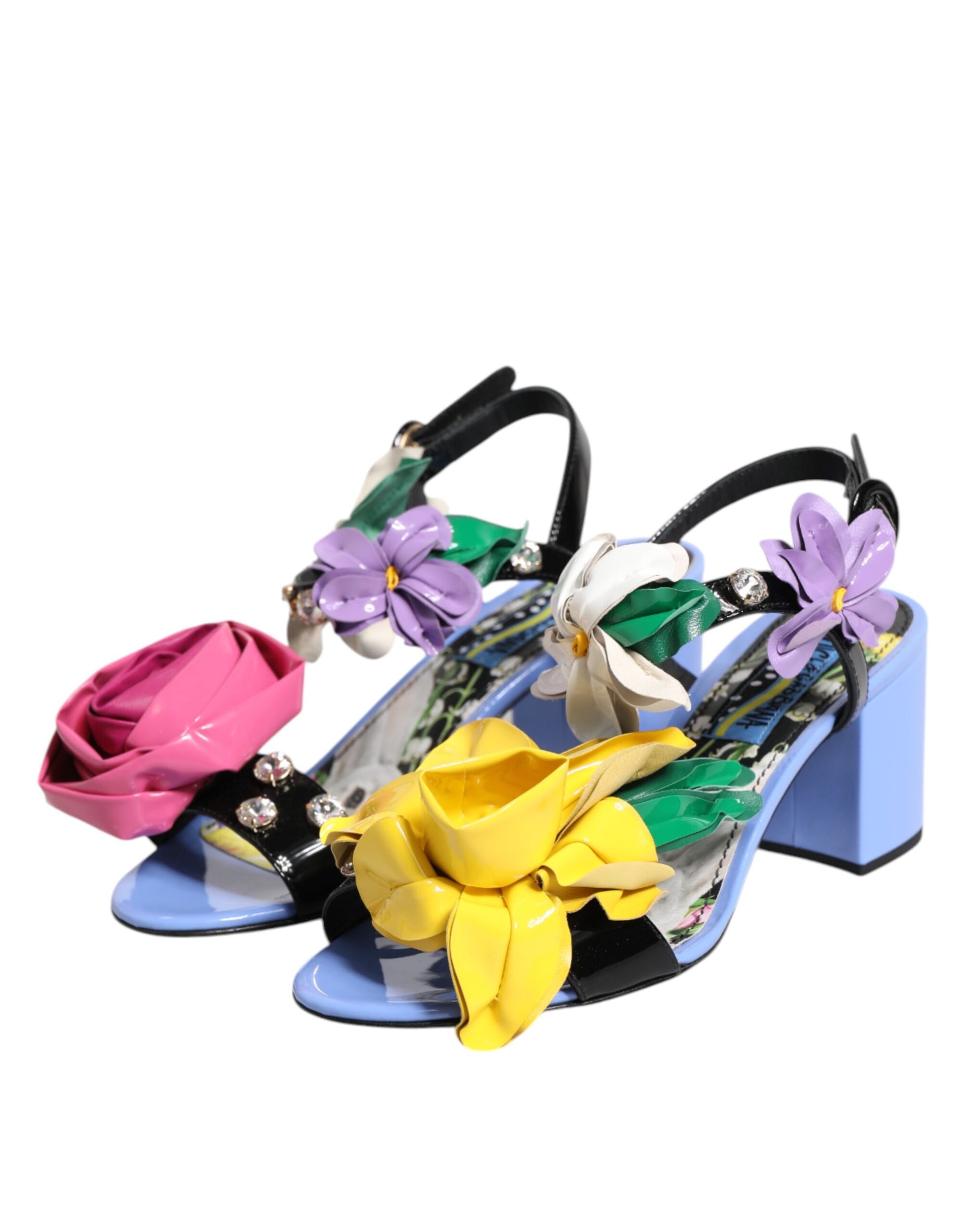 Dolce & Gabbana Multicolor Floral Crystal KEIRA Sandals Shoes Curated Luxury Accessories by Orvyn
